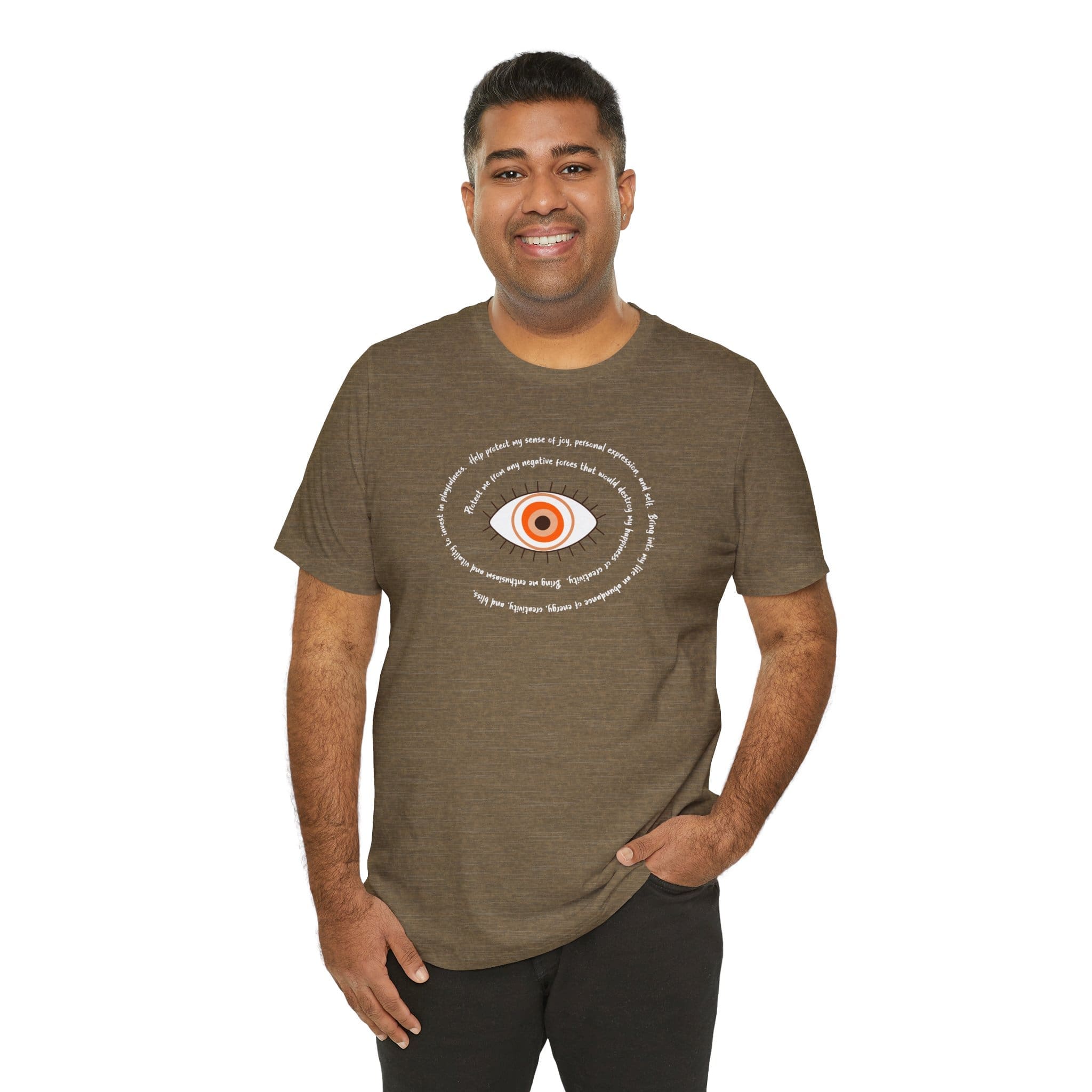 Orange Evil Eye Protection Lightweight T-Shirt - White Text - Image 15