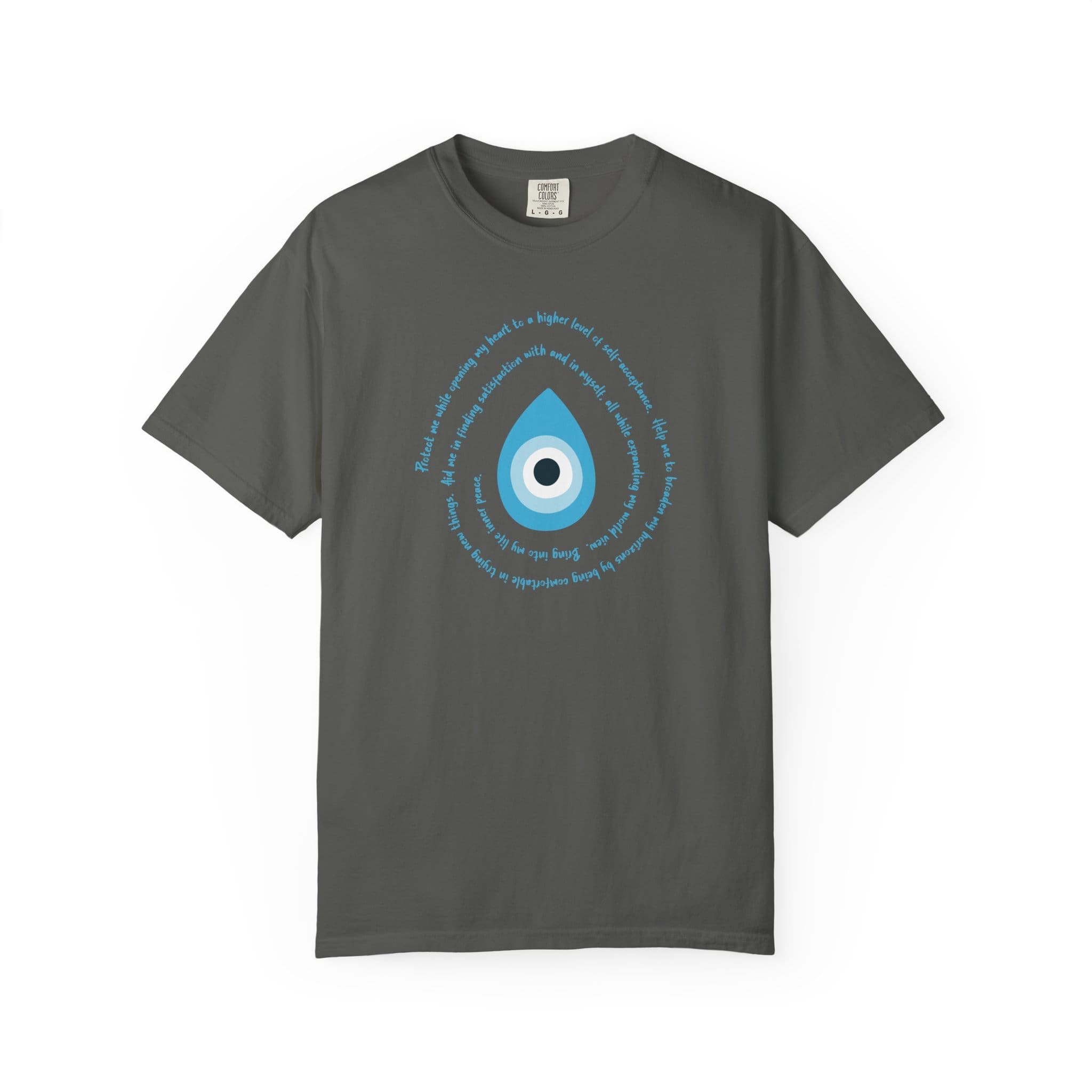 Light Blue Evil Eye Protection Heavyweight T-Shirt - Blue Text - Image 7