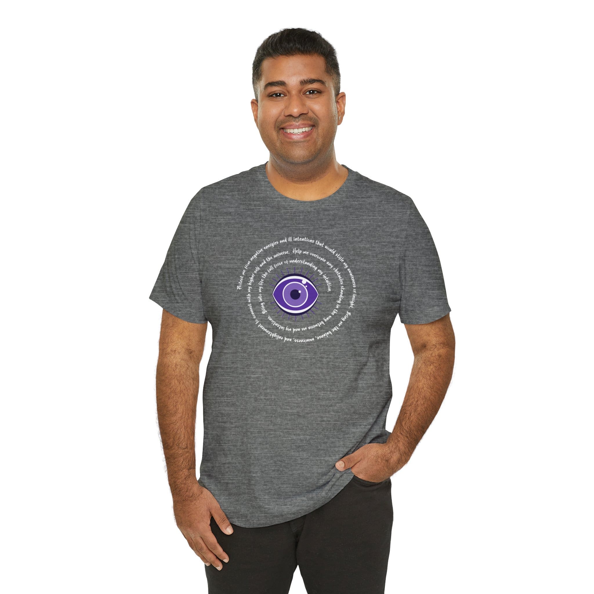 Purple Evil Eye Protection Lightweight T-Shirt - White Text - Image 22