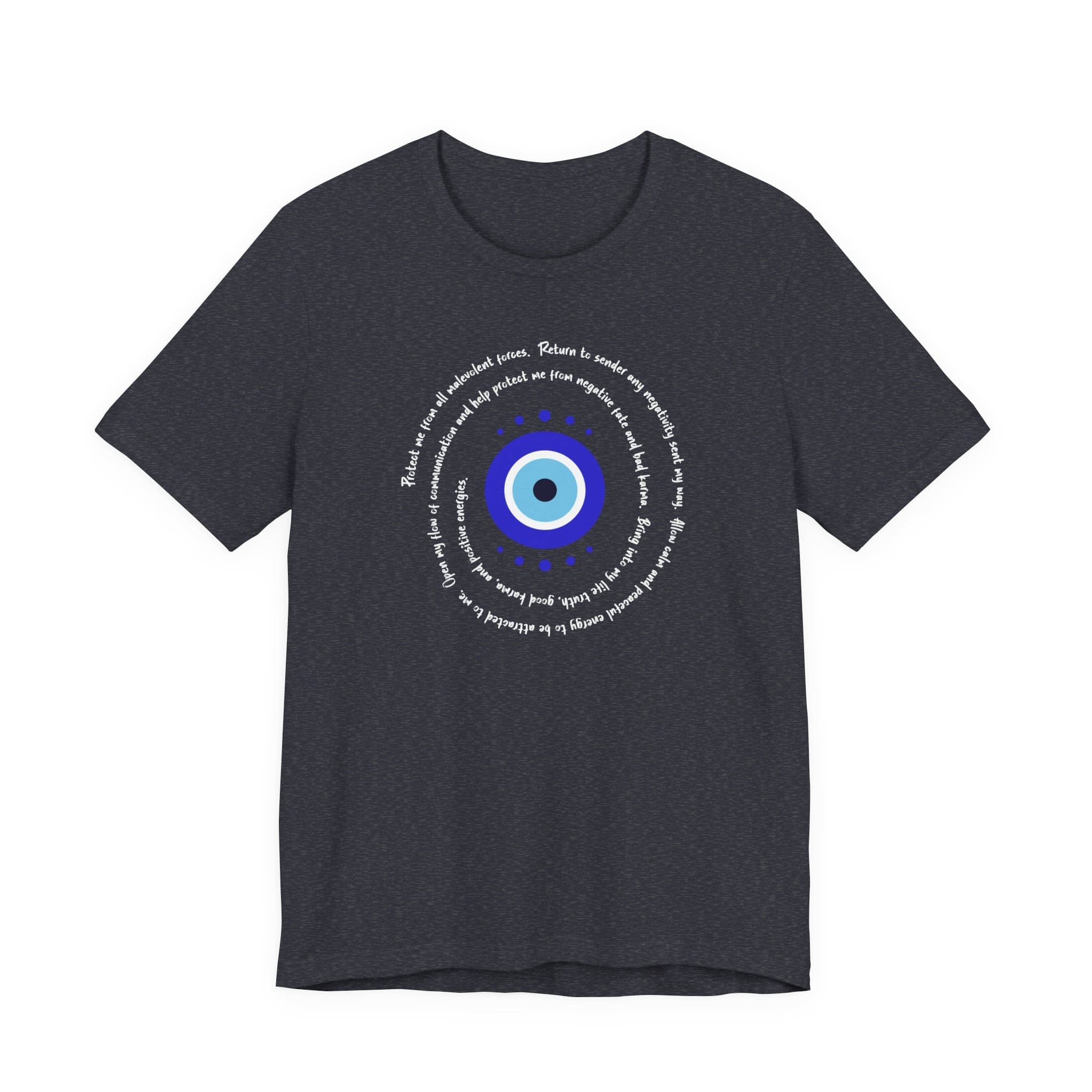 Dark Blue Evil Eye Protection Lightweight T-Shirt - White Text - Image 15
