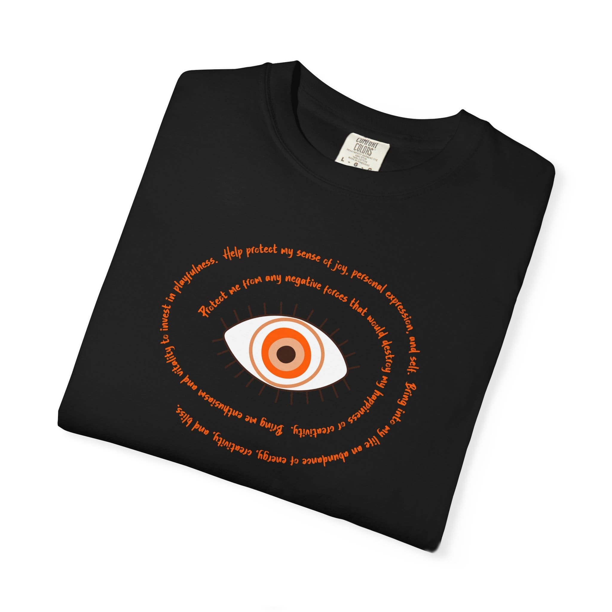 Orange Evil Eye Protection Heavyweight T-Shirt - Orange Text - Image 17