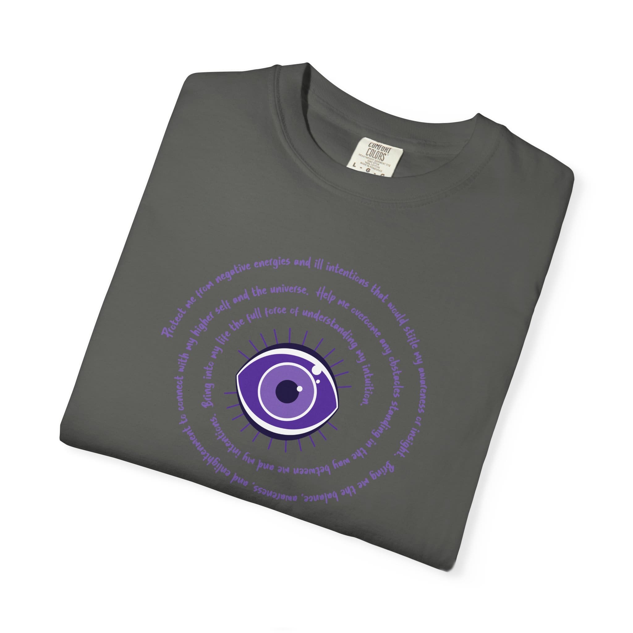 Purple Evil Eye Protection Heavyweight T-Shirt - Purple Text - Image 17