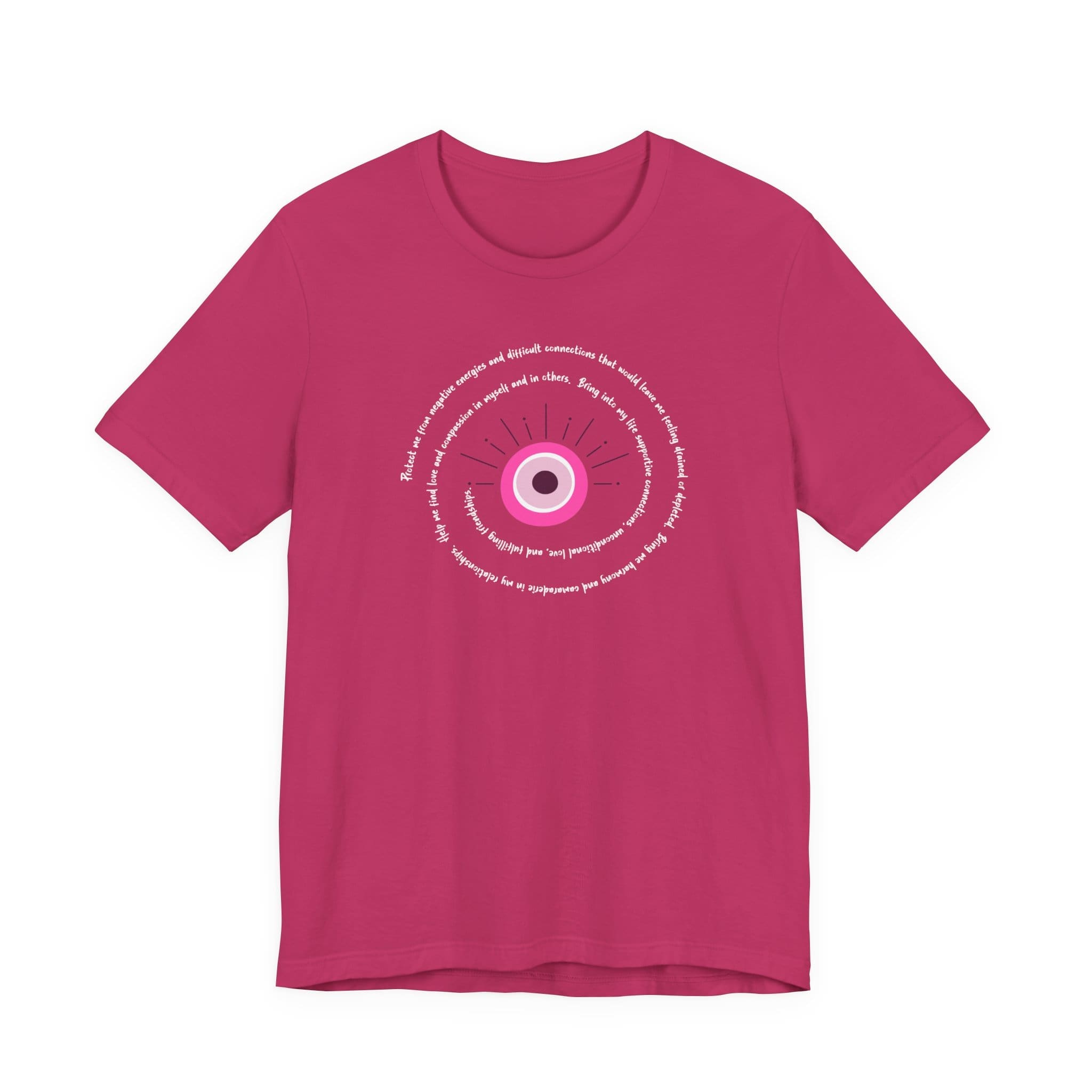 Pink Evil Eye Protection Lightweight T-Shirt - White Text - Image 3
