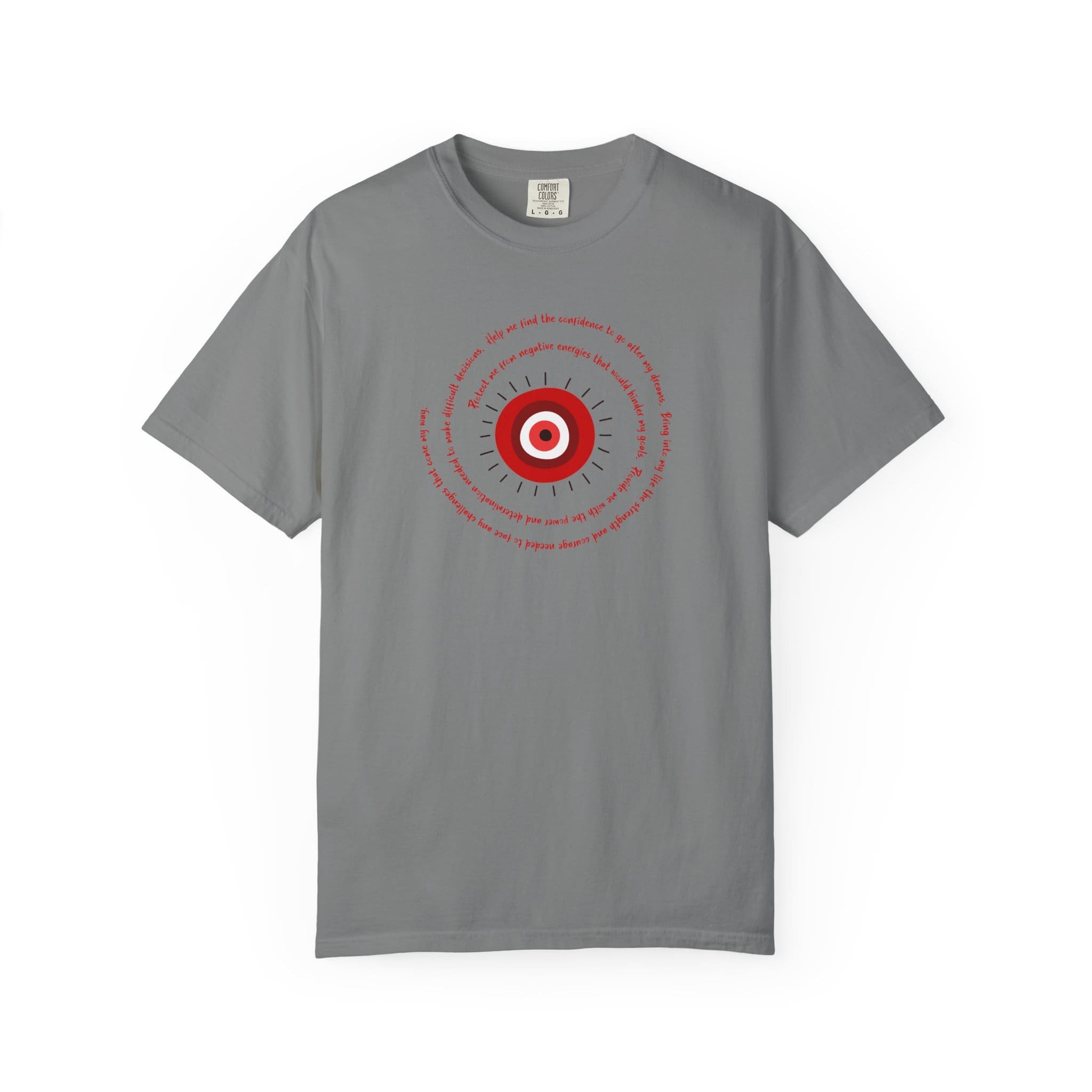 Red Evil Eye Protection Heavyweight T-Shirt - Red Text - Image 11