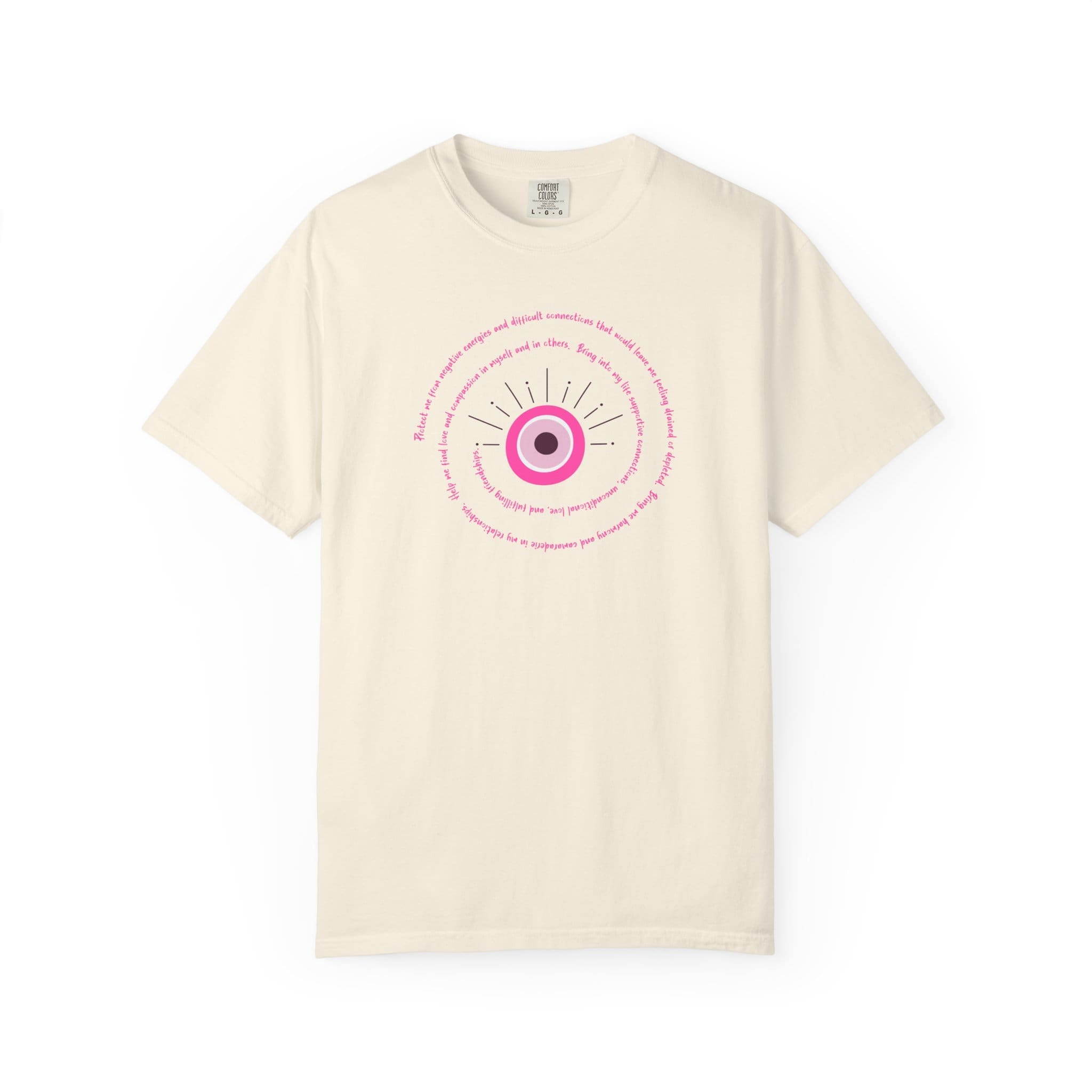 Pink Evil Eye Protection Heavyweight T-Shirt - Pink Text - Image 7
