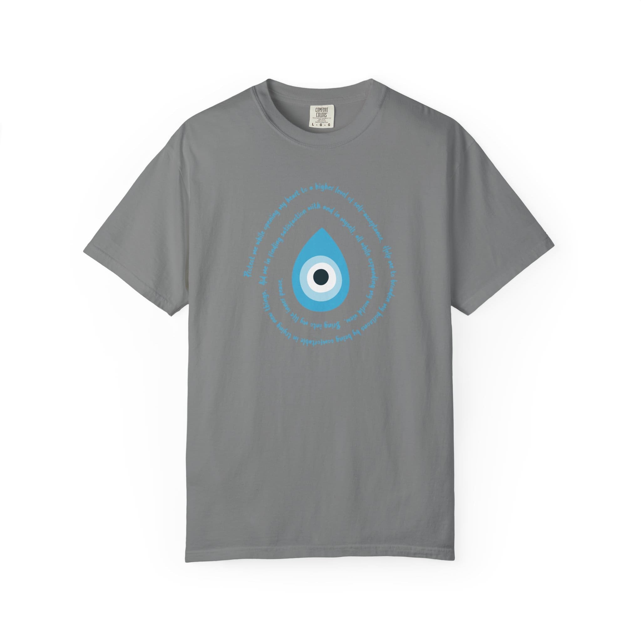 Light Blue Evil Eye Protection Heavyweight T-Shirt - Blue Text - Image 11