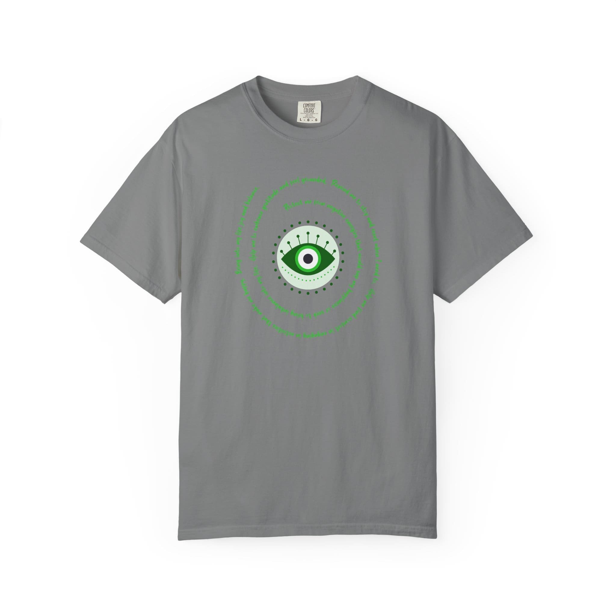Dark Green Evil Eye Protection Heavyweight T-Shirt - Green Text - Image 8