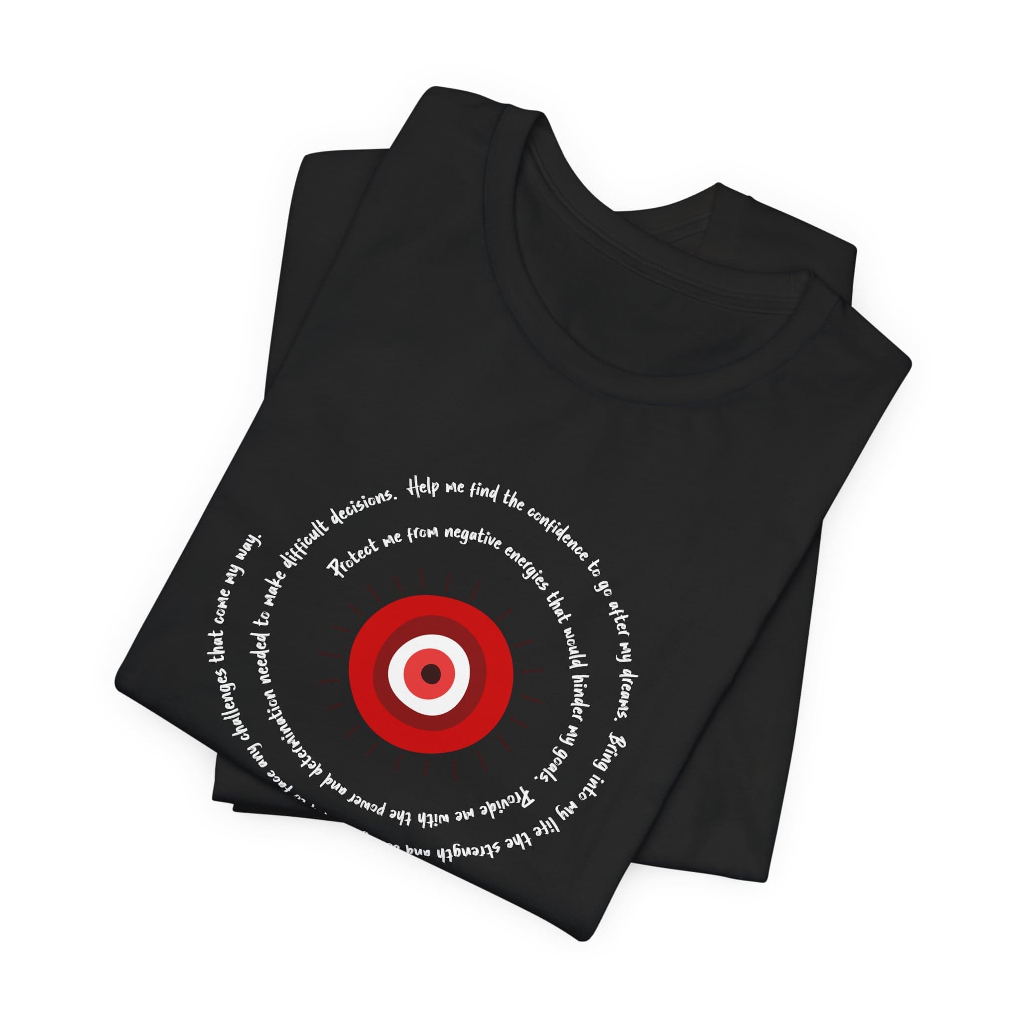 Red Evil Eye Protection Lightweight T-Shirt - White Text - Image 12