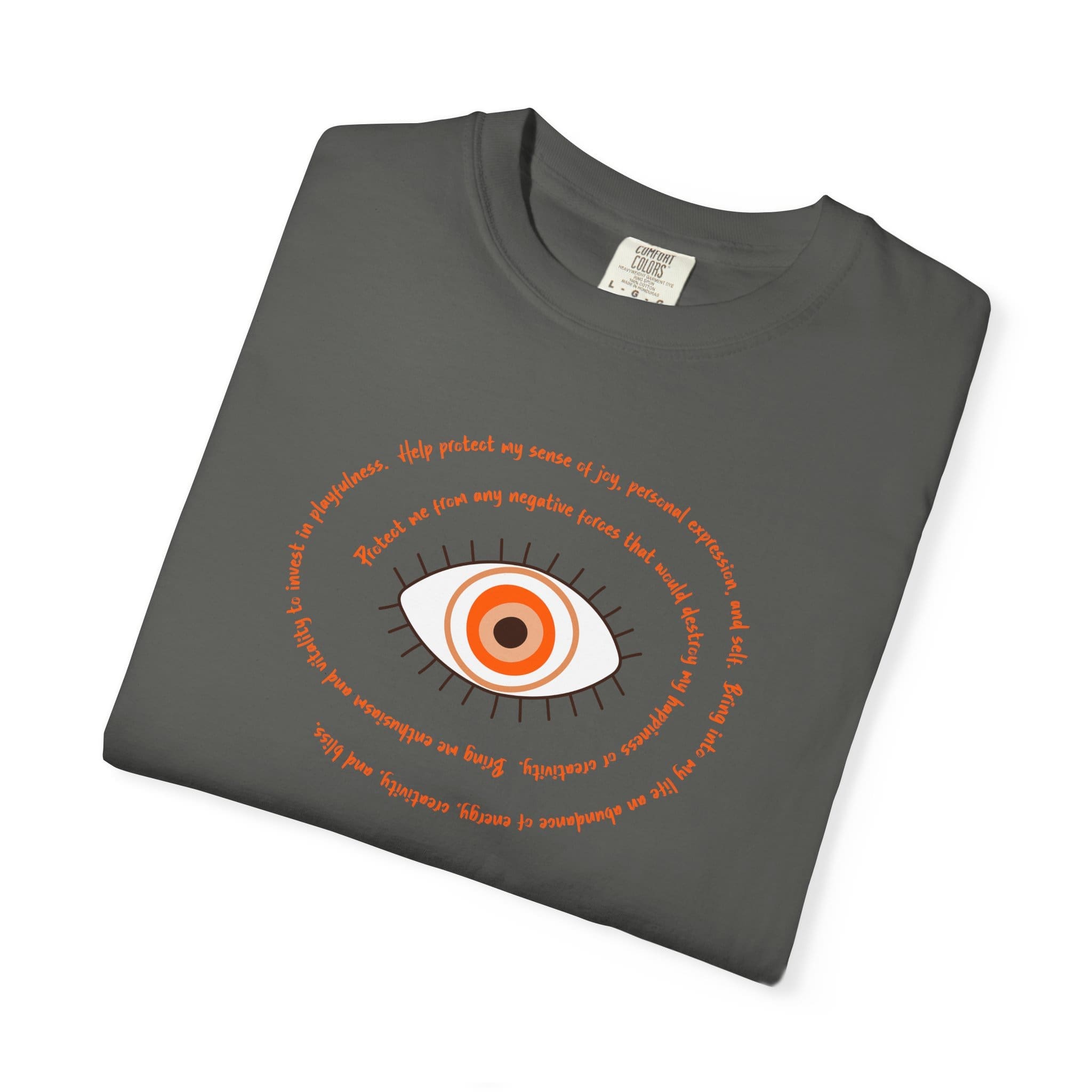 Orange Evil Eye Protection Heavyweight T-Shirt - Orange Text - Image 21