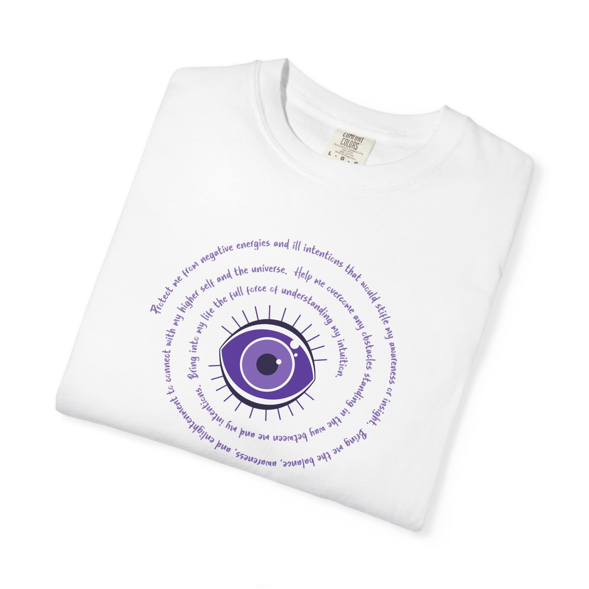Purple Evil Eye Protection Heavyweight T-Shirt - Purple Text - Image 13