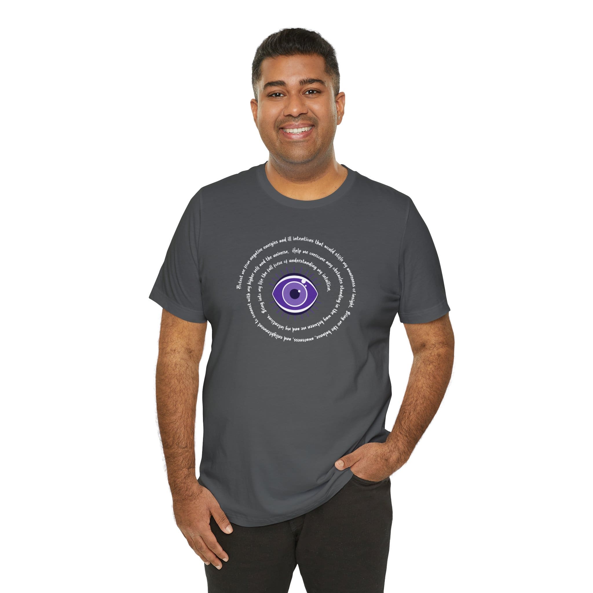 Purple Evil Eye Protection Lightweight T-Shirt - White Text - Image 18