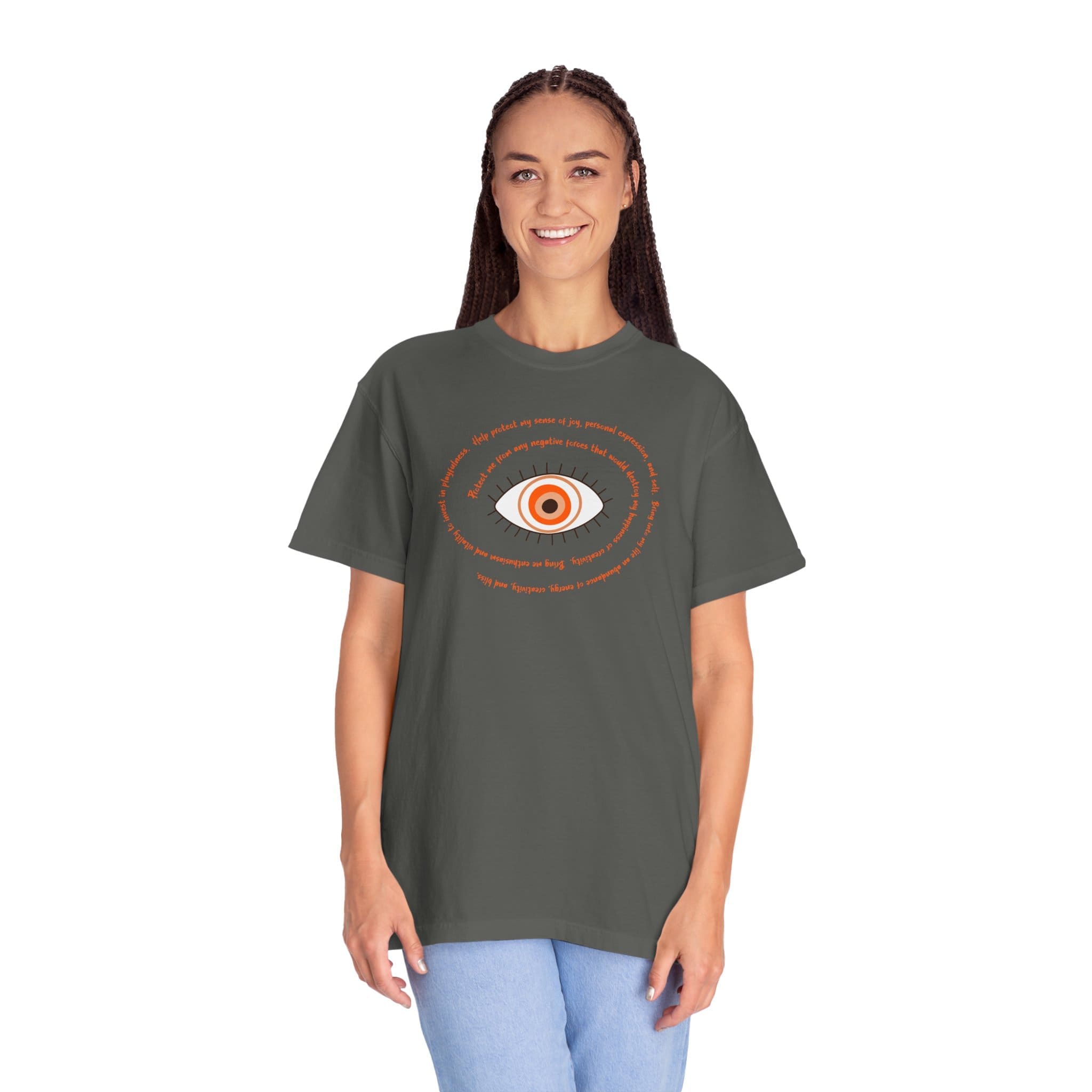 Orange Evil Eye Protection Heavyweight T-Shirt - Orange Text - Image 23
