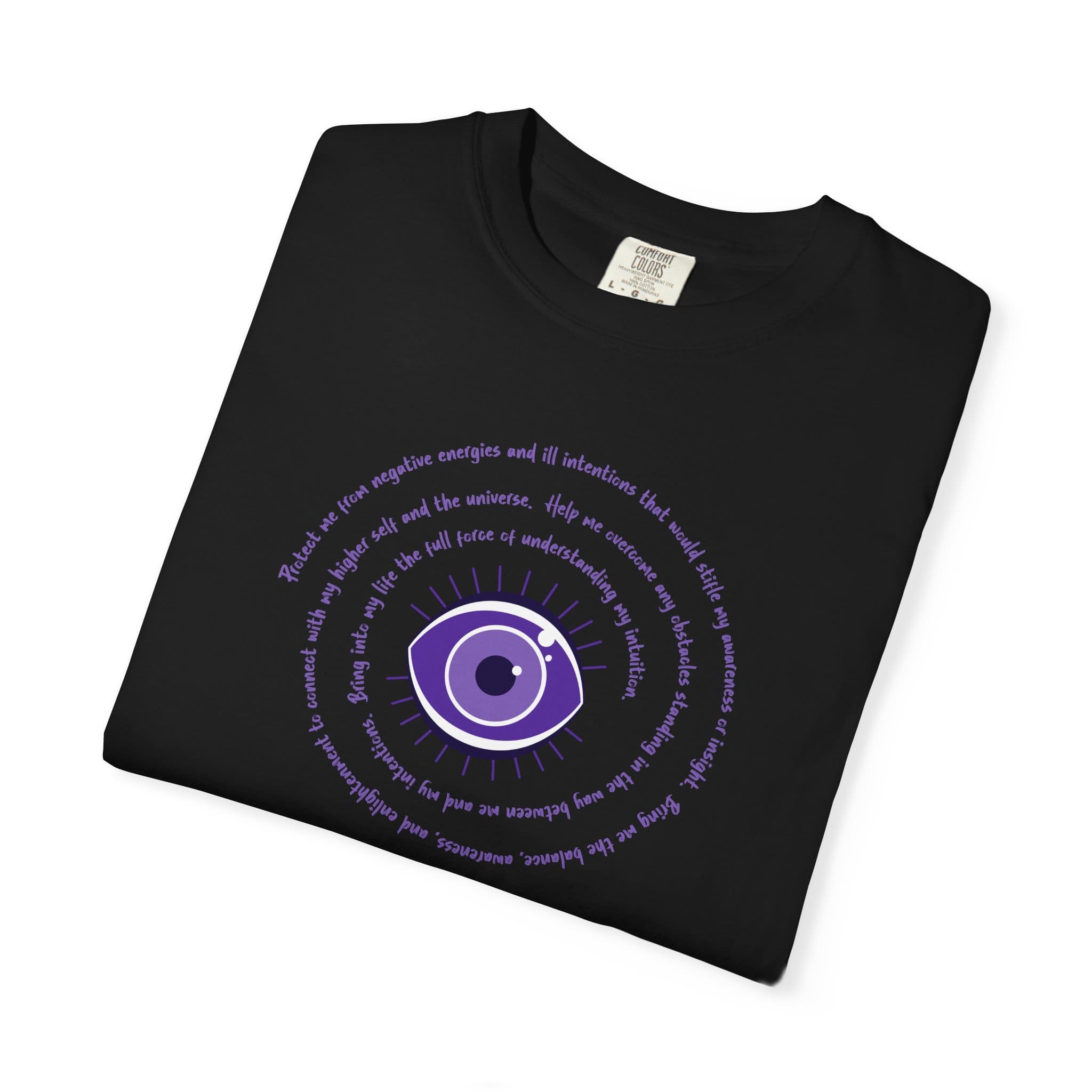 Purple Evil Eye Protection Heavyweight T-Shirt - Purple Text - Image 21
