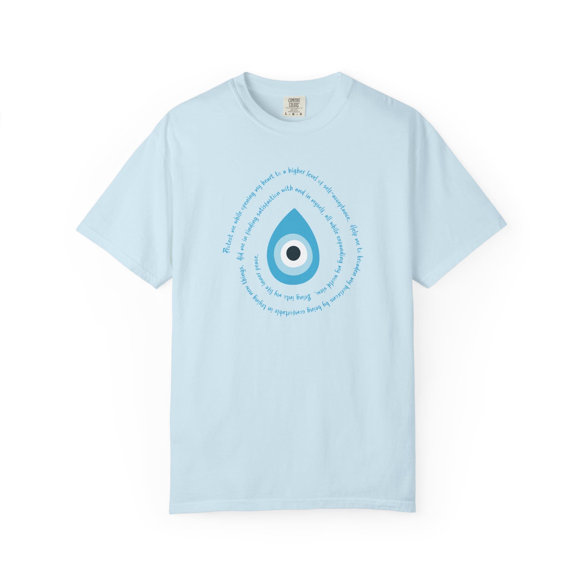 Light Blue Evil Eye Protection Heavyweight T-Shirt - Blue Text - Image 15