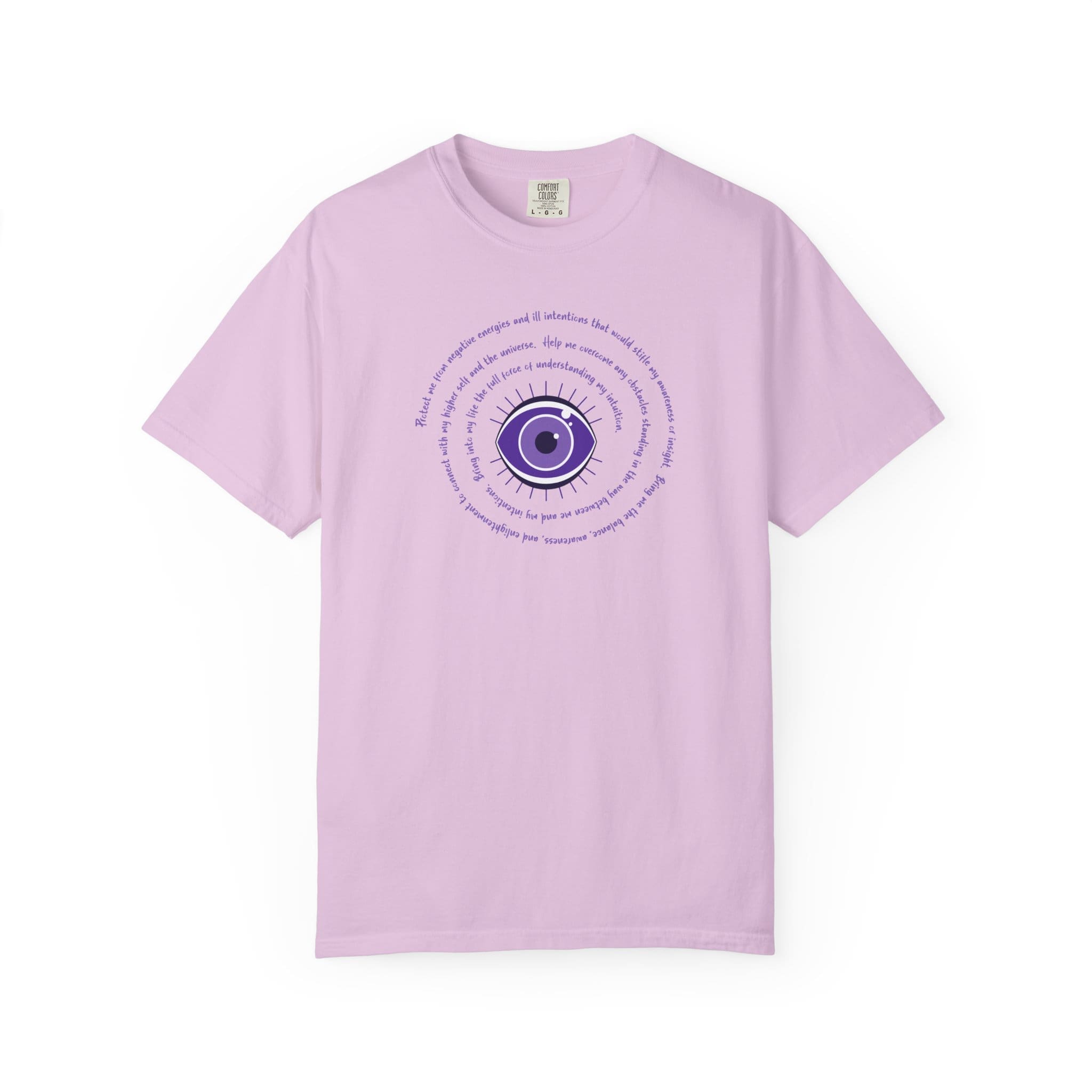 Purple Evil Eye Protection Heavyweight T-Shirt - Purple Text - Image 3