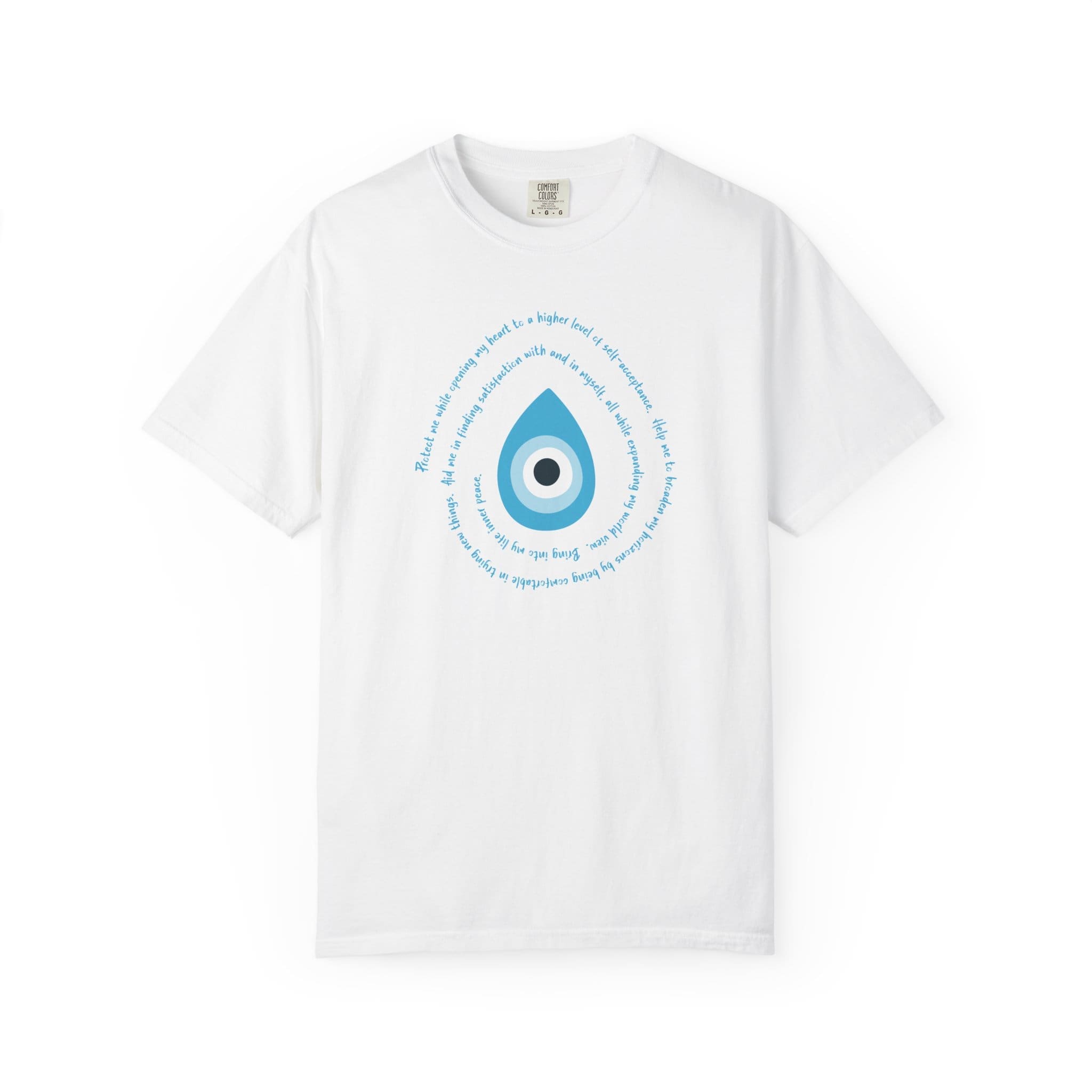 Light Blue Evil Eye Protection Heavyweight T-Shirt - Blue Text - Image 20