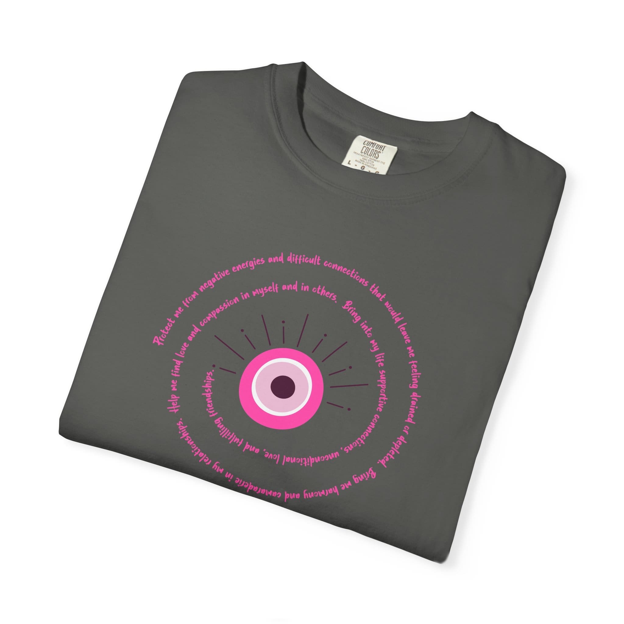 Pink Evil Eye Protection Heavyweight T-Shirt - Pink Text - Image 17