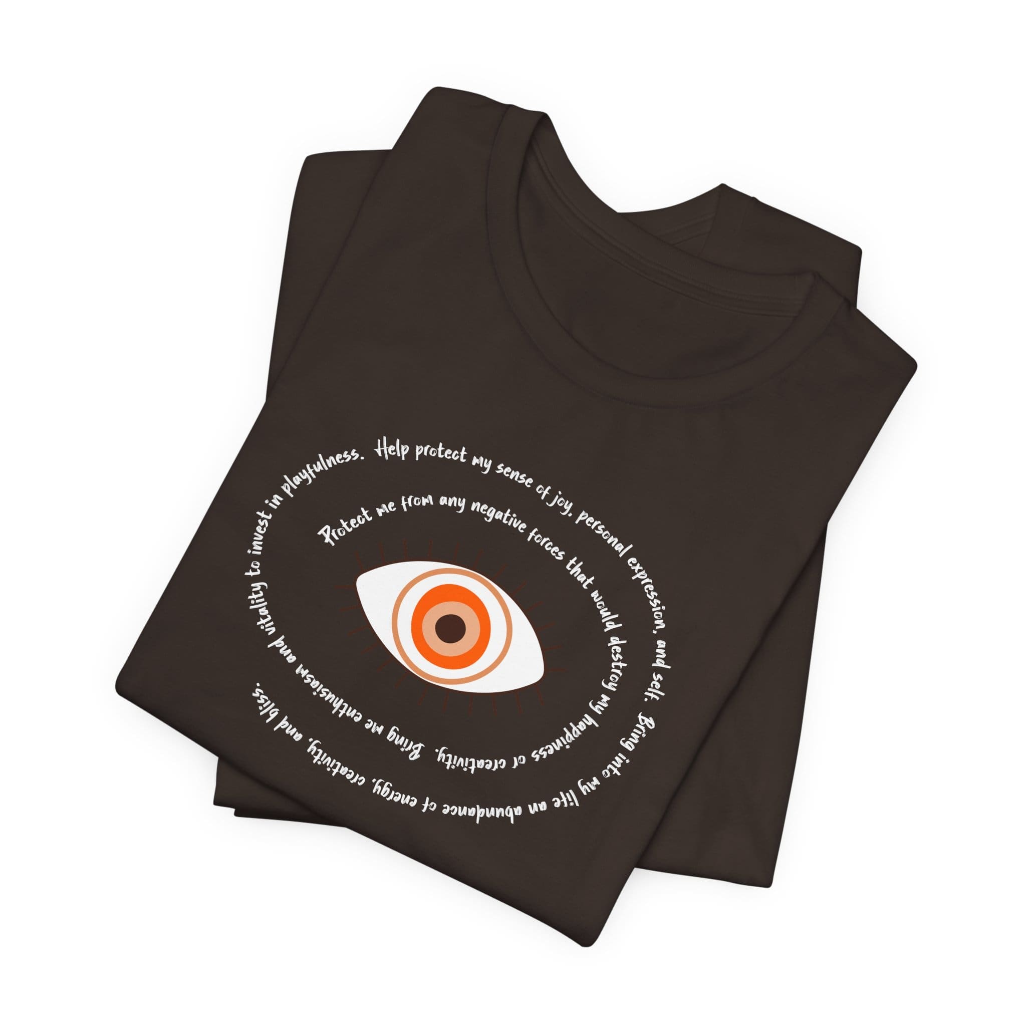 Orange Evil Eye Protection Lightweight T-Shirt - White Text - Image 4