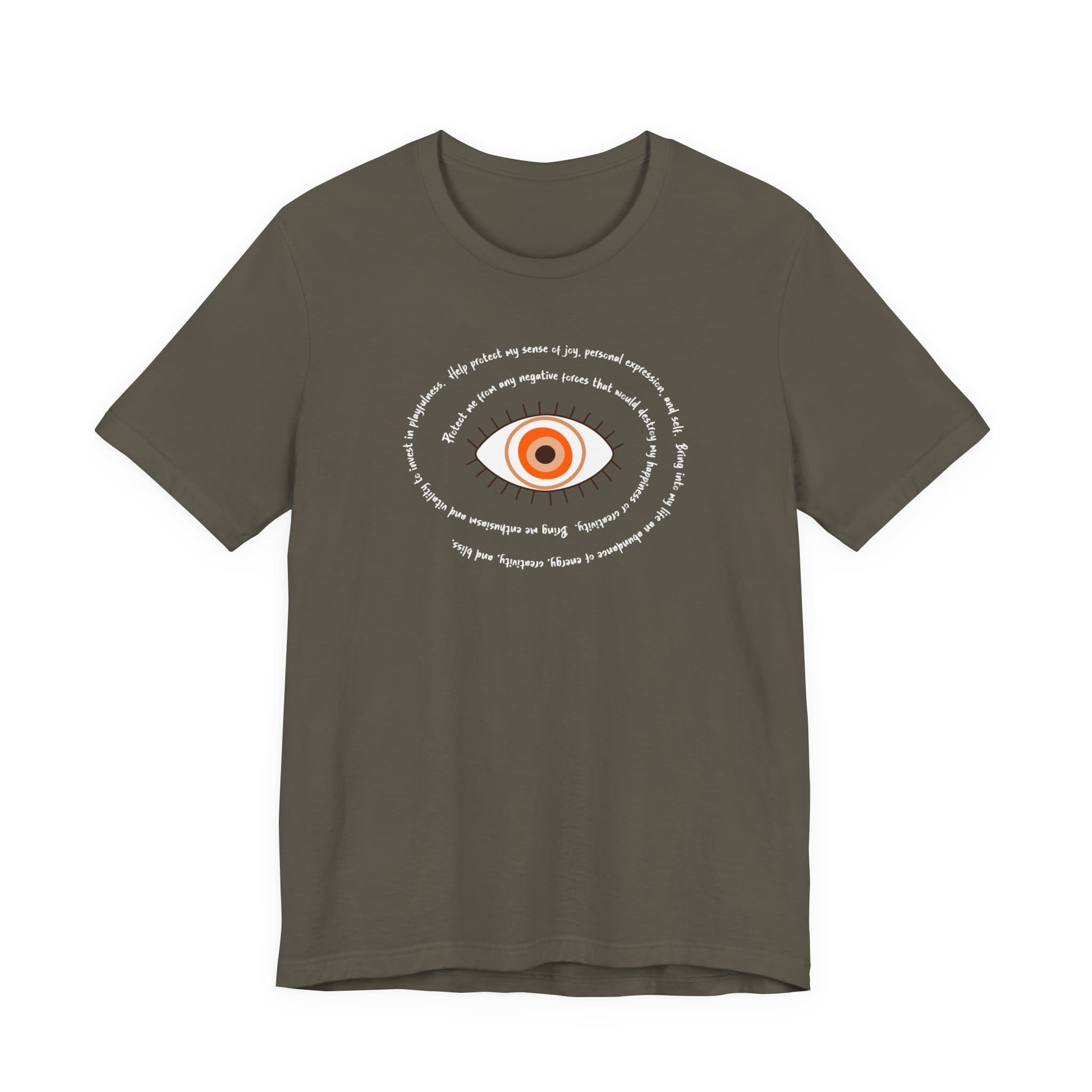 Orange Evil Eye Protection Lightweight T-Shirt - White Text - Image 16