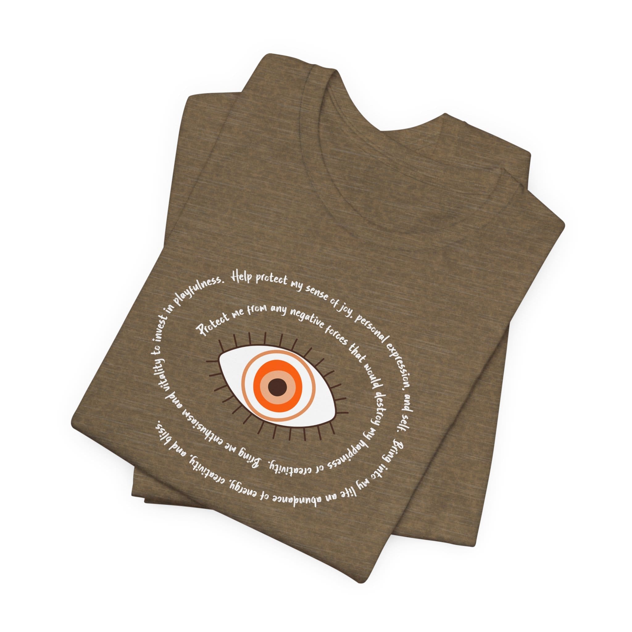 Orange Evil Eye Protection Lightweight T-Shirt - White Text - Image 13