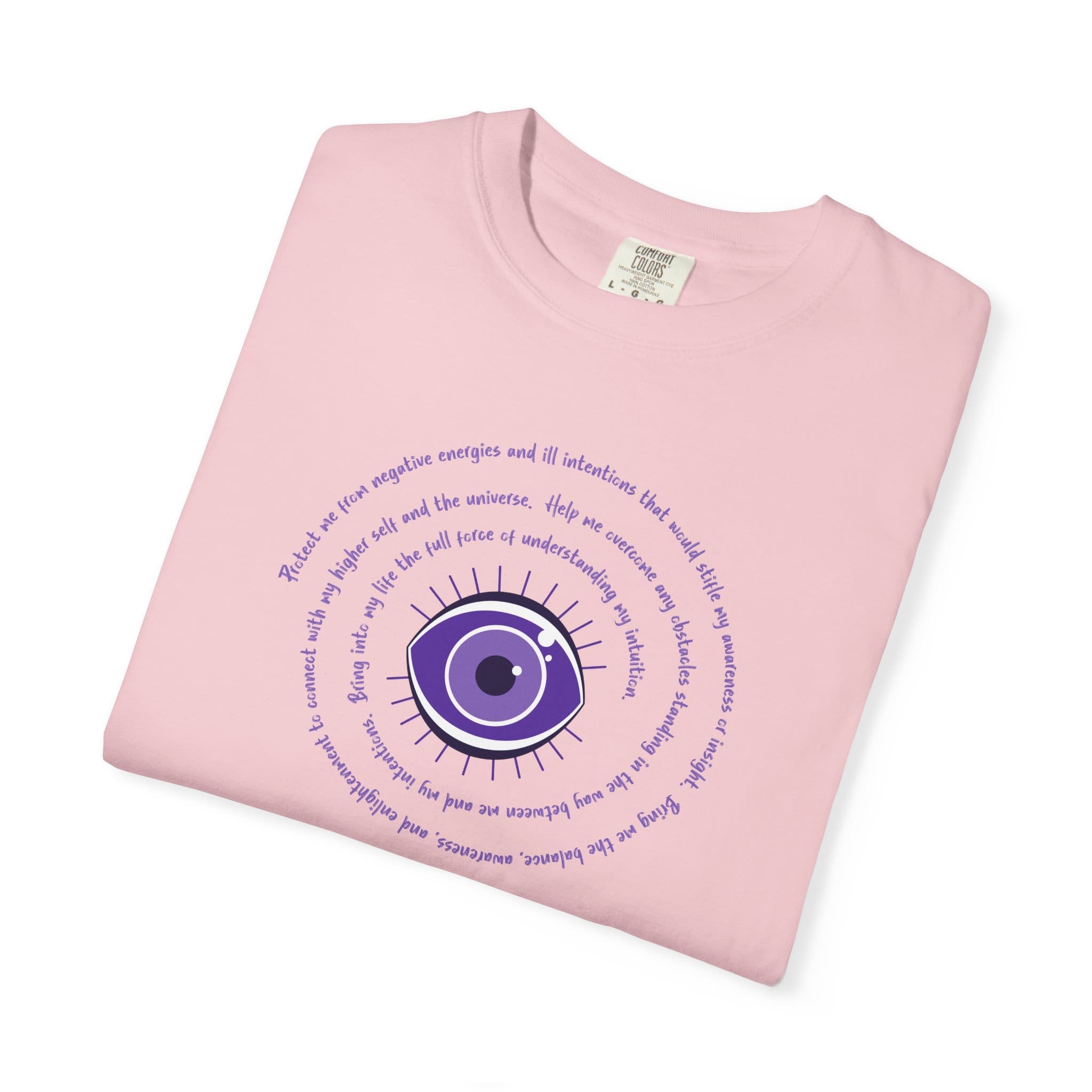 Purple Evil Eye Protection Heavyweight T-Shirt - Purple Text - Image 9