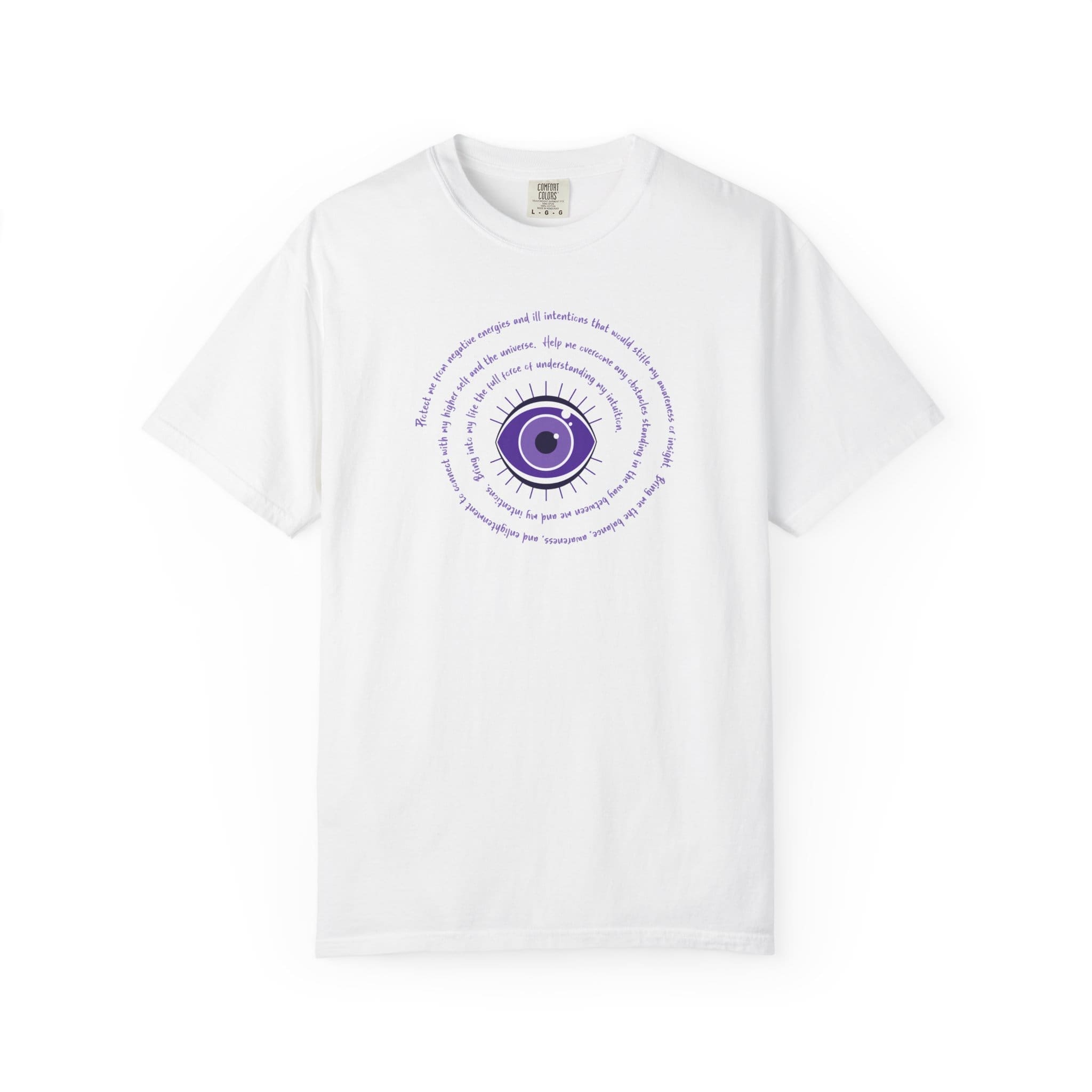 Purple Evil Eye Protection Heavyweight T-Shirt - Purple Text - Image 12