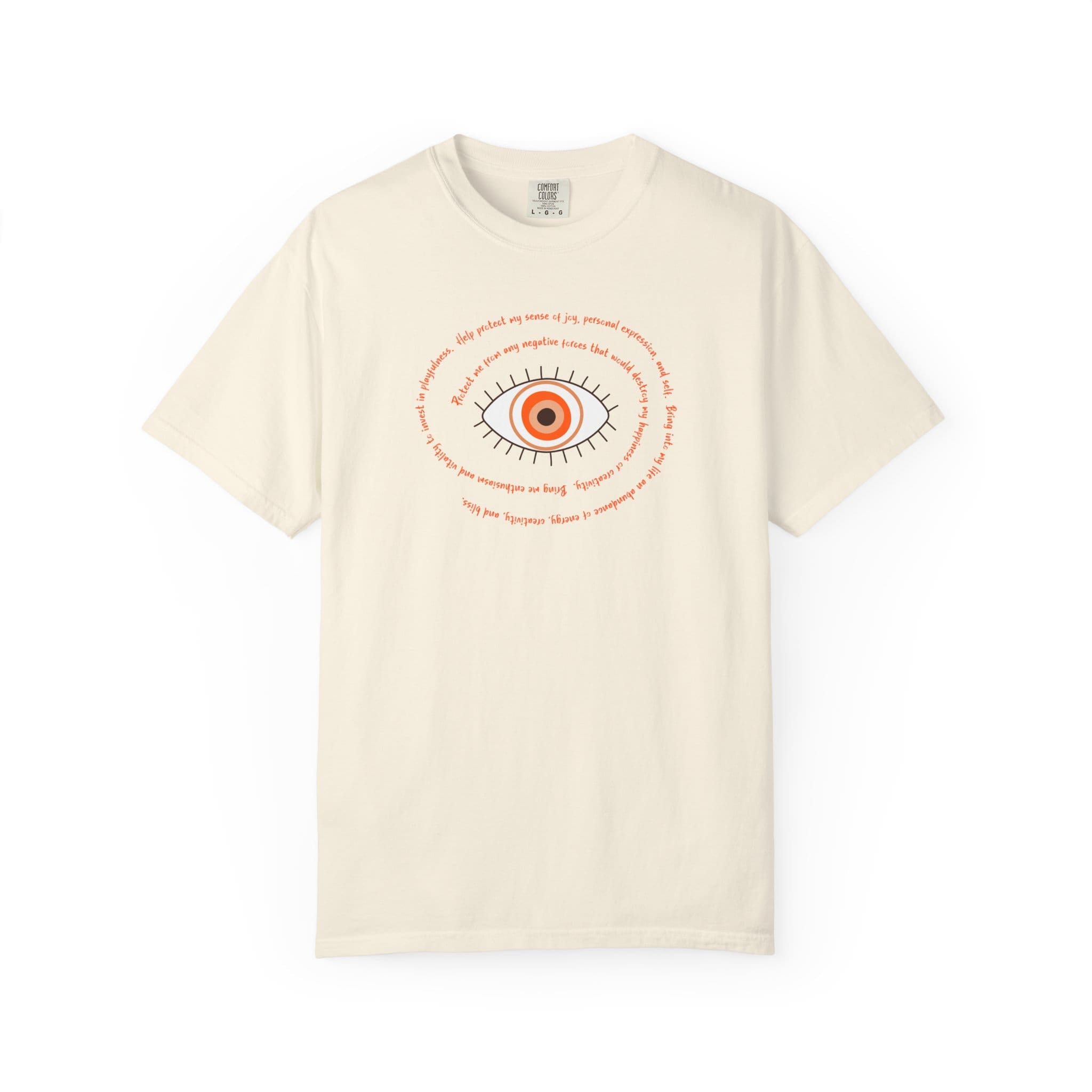 Orange Evil Eye Protection Heavyweight T-Shirt - Orange Text - Image 7