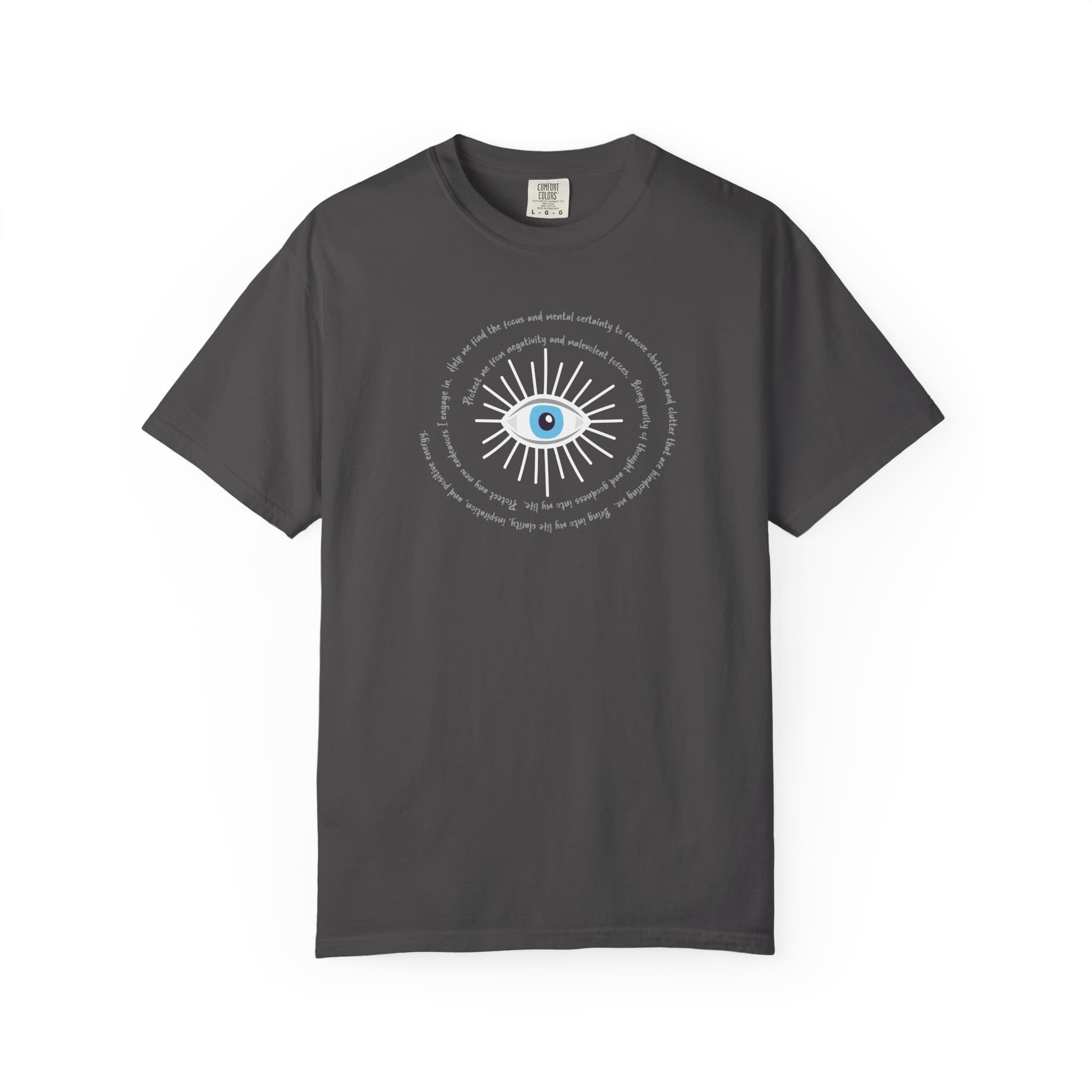 White Evil Eye Protection Heavyweight T-Shirt - Grey Text - Image 16