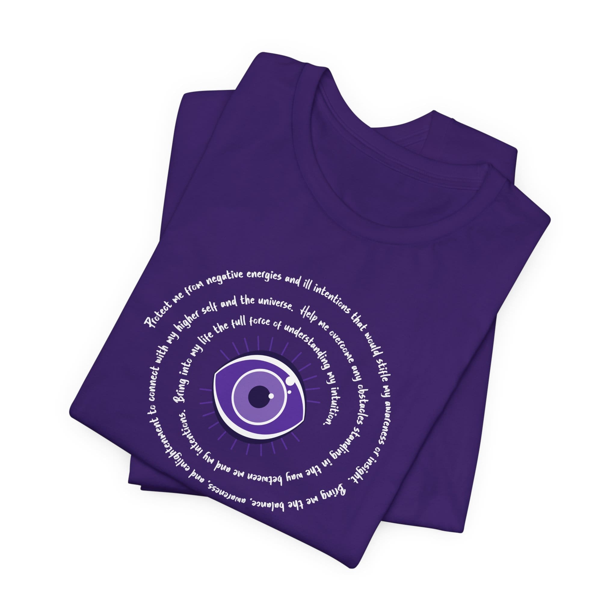 Purple Evil Eye Protection Lightweight T-Shirt - White Text - Image 3