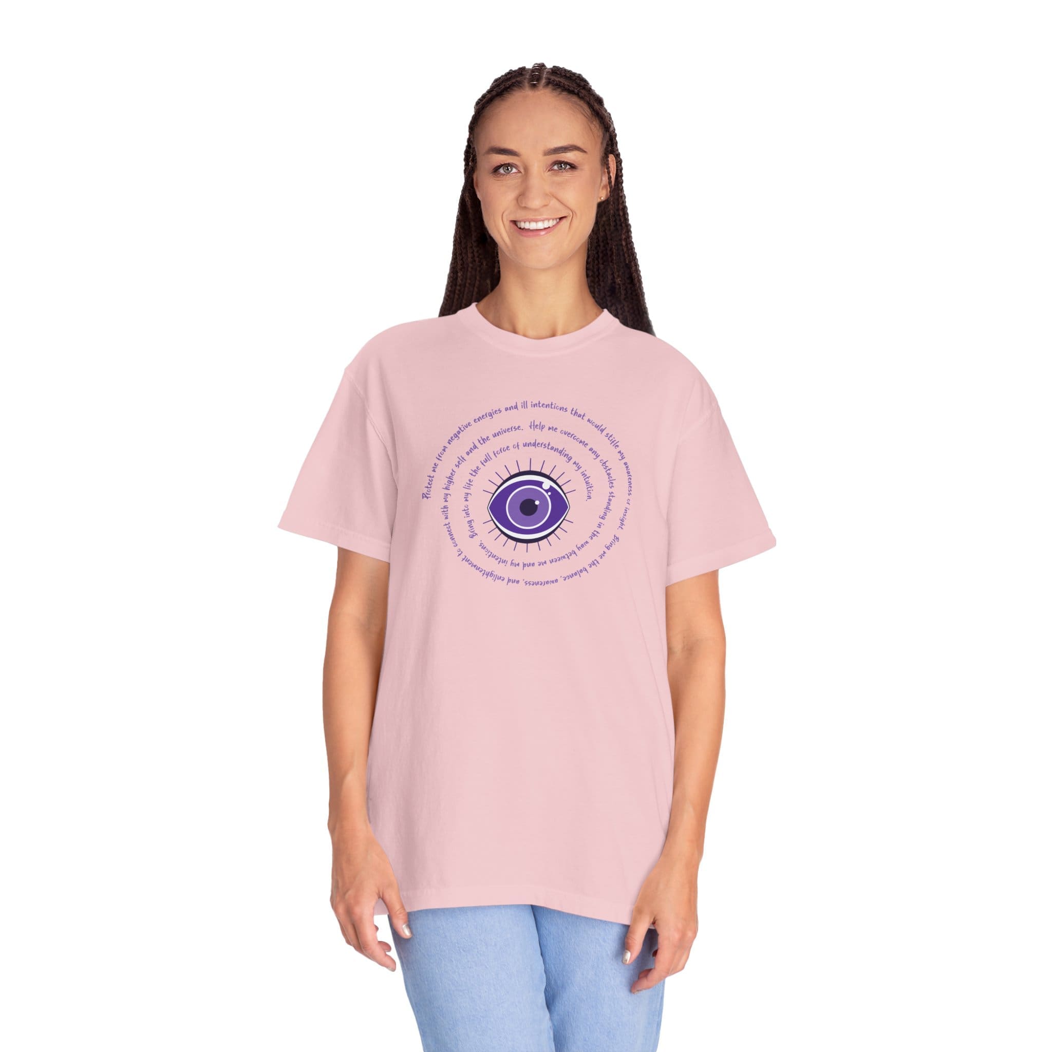 Purple Evil Eye Protection Heavyweight T-Shirt - Purple Text - Image 11