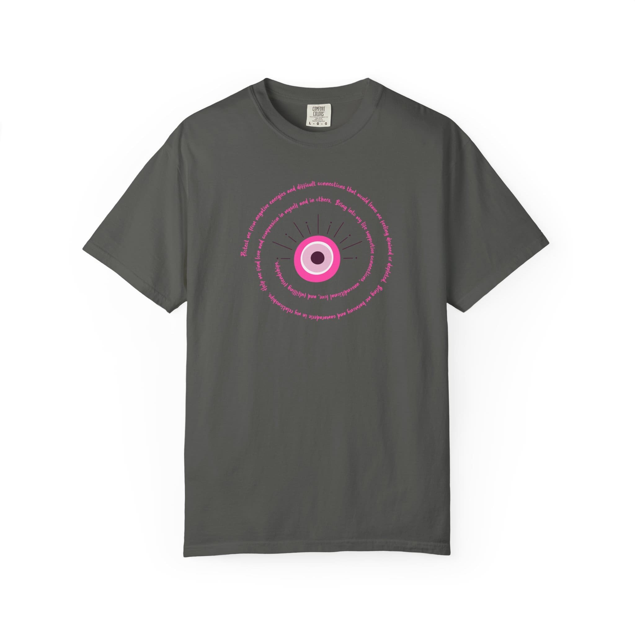 Pink Evil Eye Protection Heavyweight T-Shirt - Pink Text - Image 16