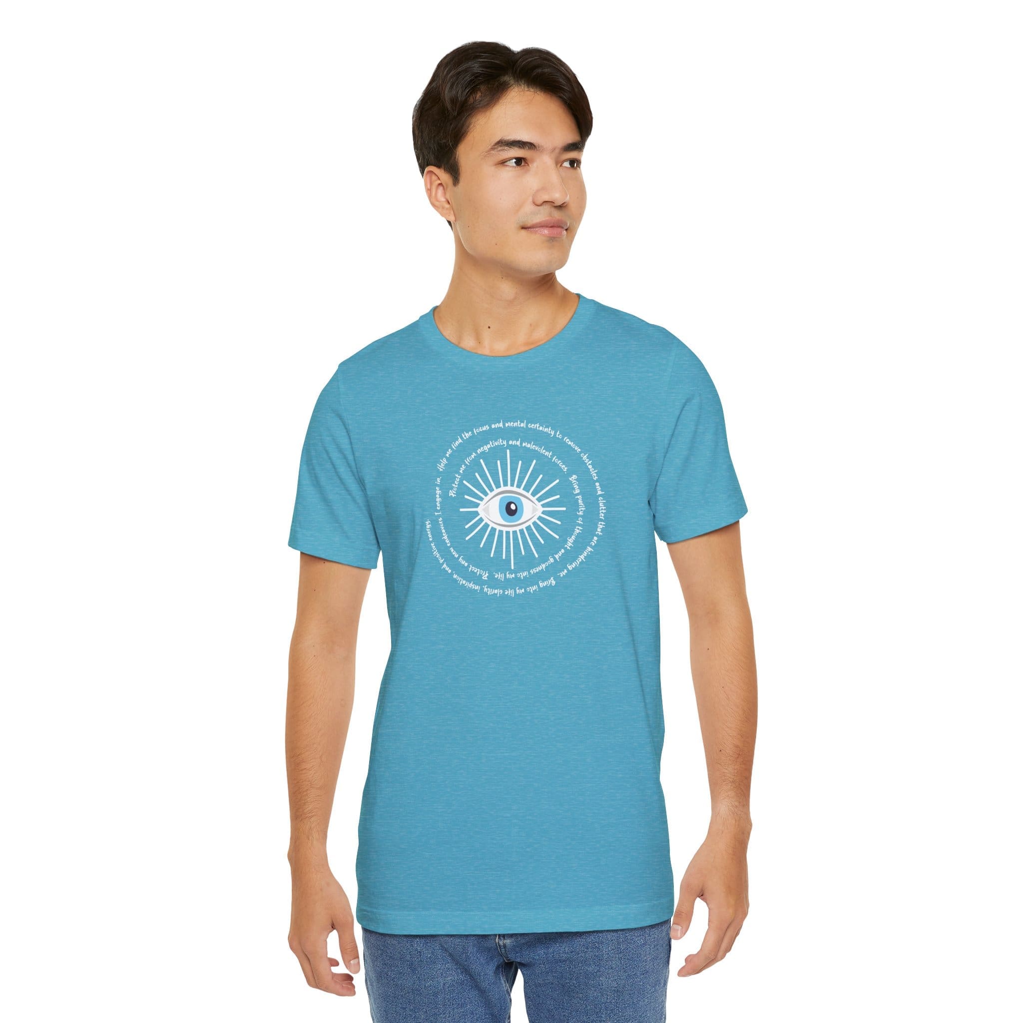 White Evil Eye Protection Lightweight T-Shirt - White Text - Image 6
