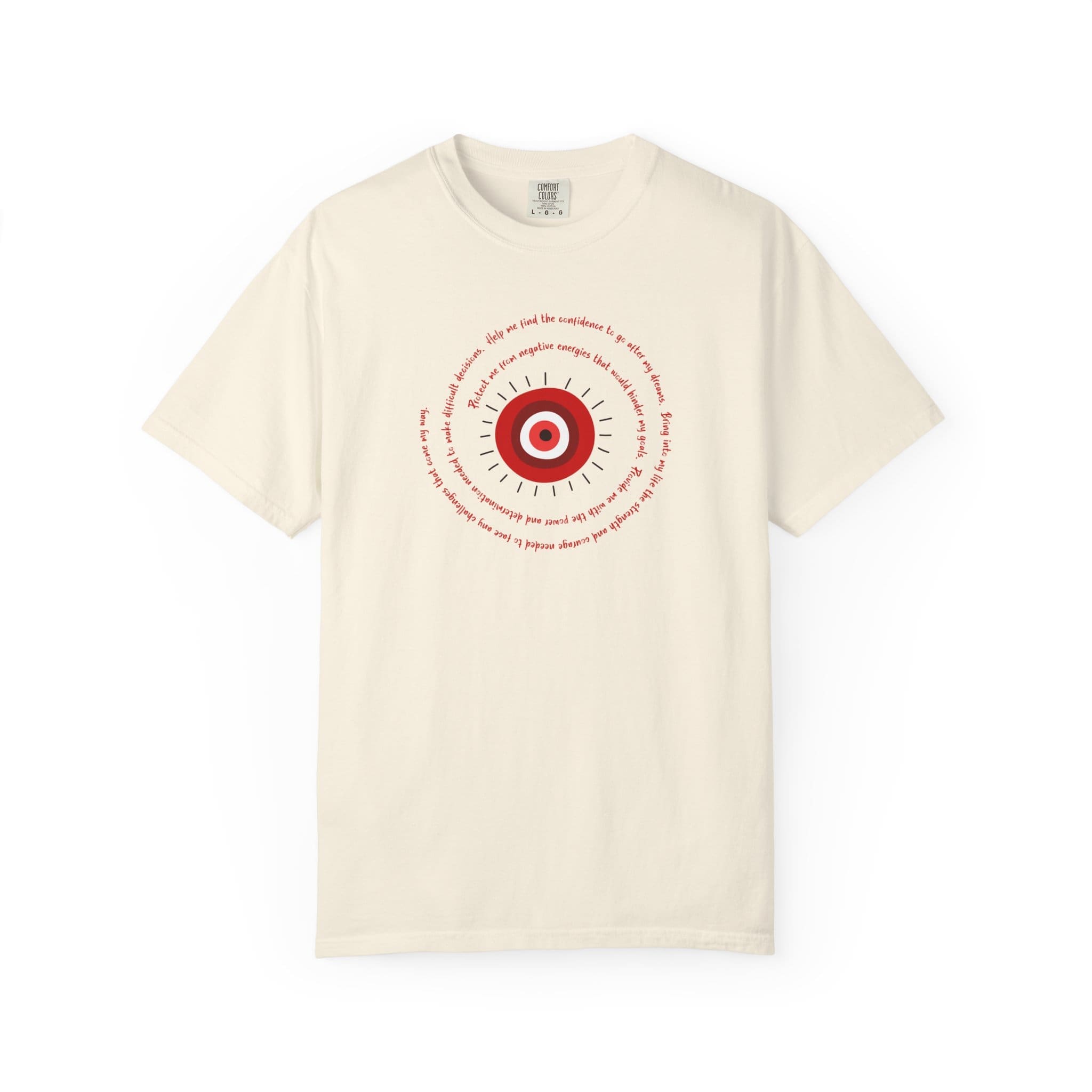 Red Evil Eye Protection Heavyweight T-Shirt - Red Text - Image 20