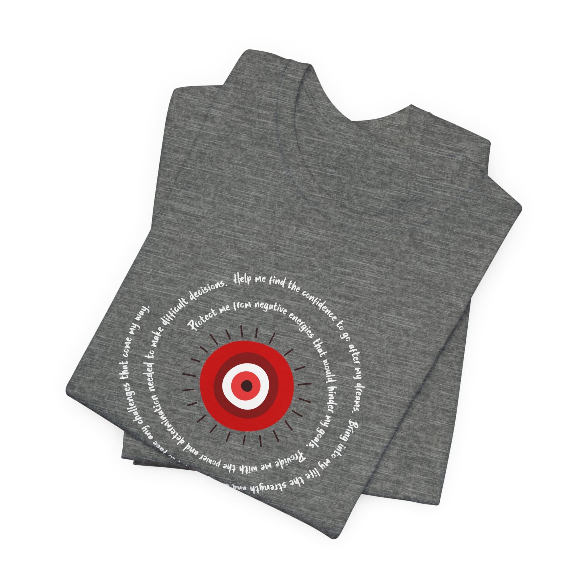 Red Evil Eye Protection Lightweight T-Shirt - White Text - Image 4