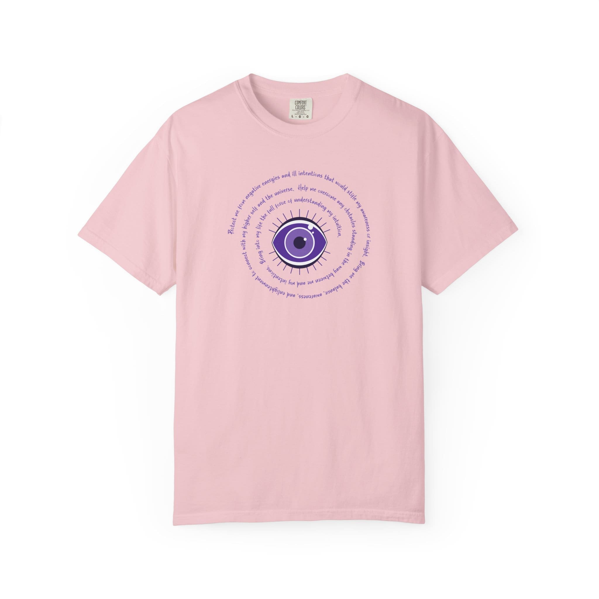 Purple Evil Eye Protection Heavyweight T-Shirt - Purple Text - Image 8