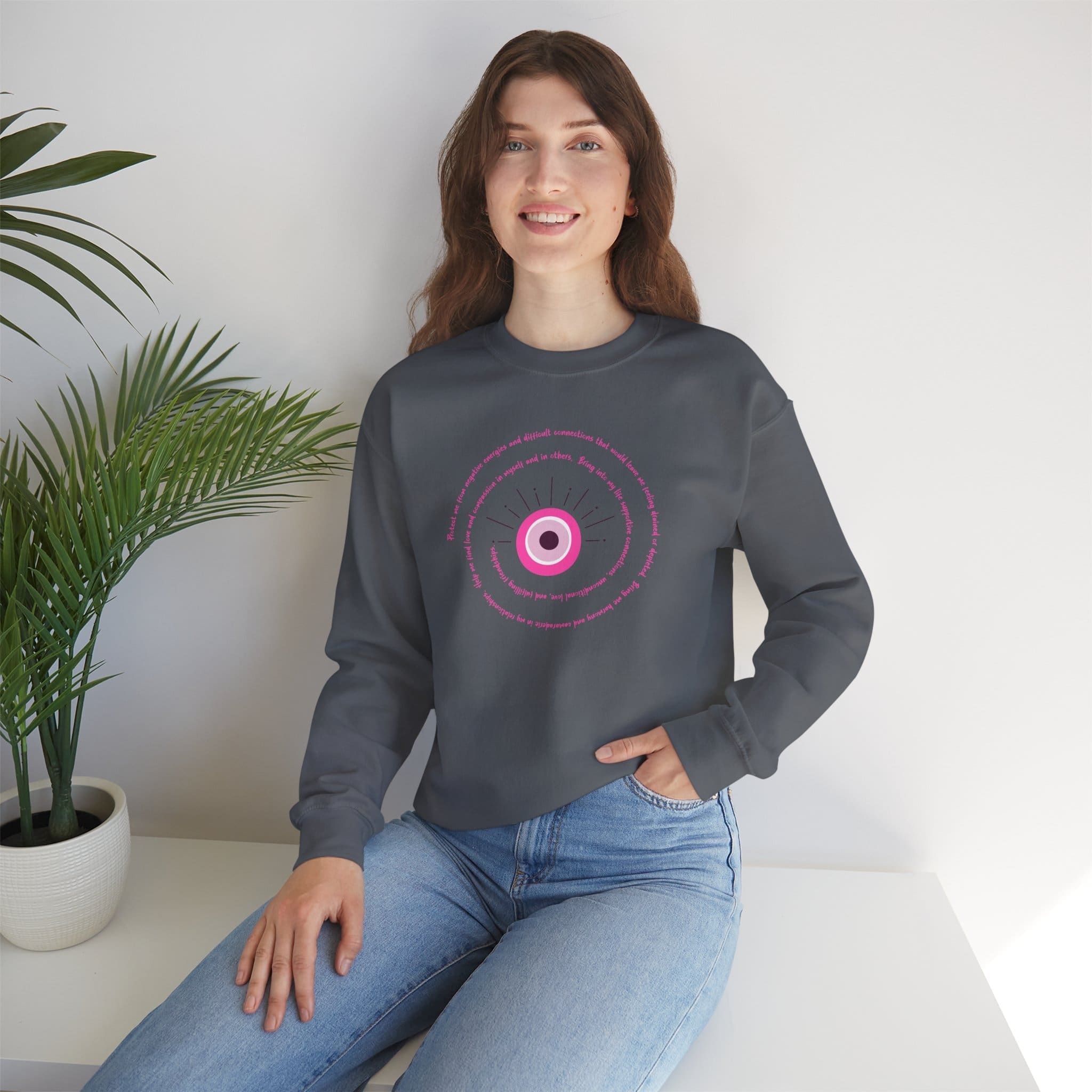 Pink Evil Eye Protection Crewneck Sweatshirt - Image 10