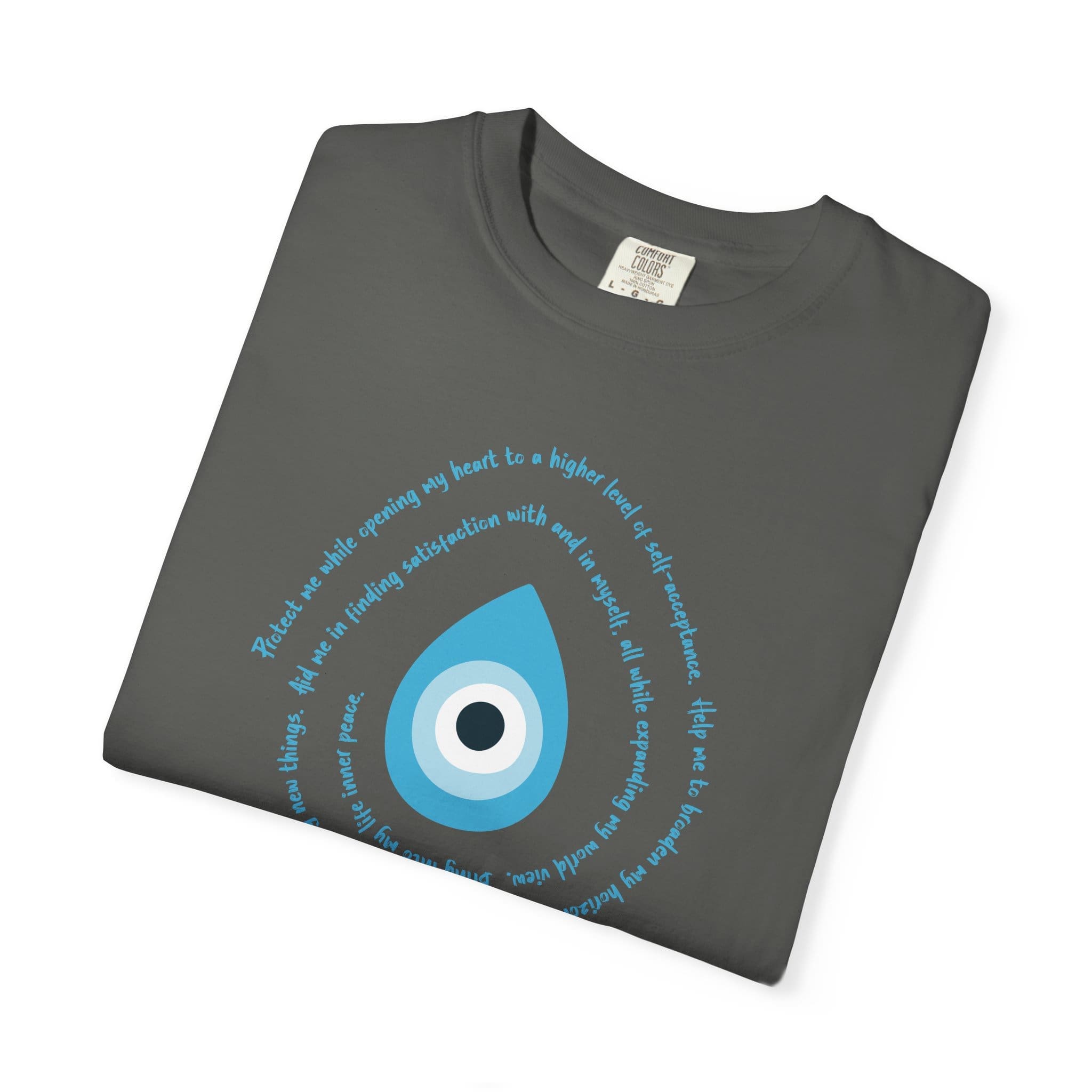 Light Blue Evil Eye Protection Heavyweight T-Shirt - Blue Text - Image 8
