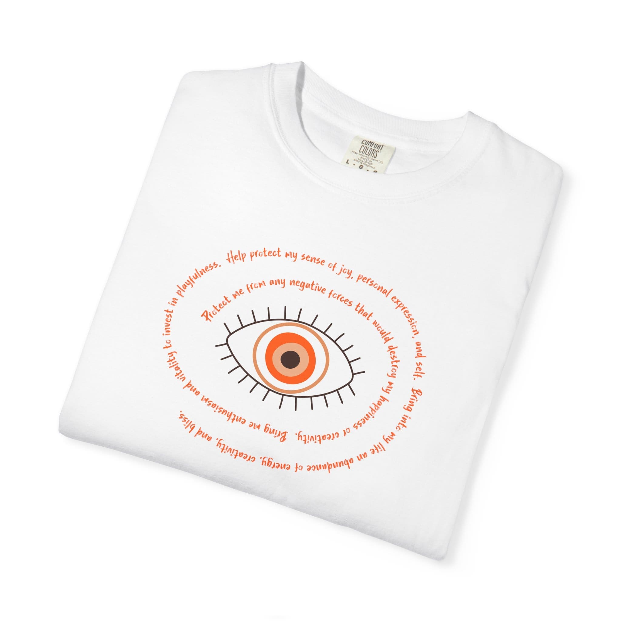 Orange Evil Eye Protection Heavyweight T-Shirt - Orange Text - Image 13
