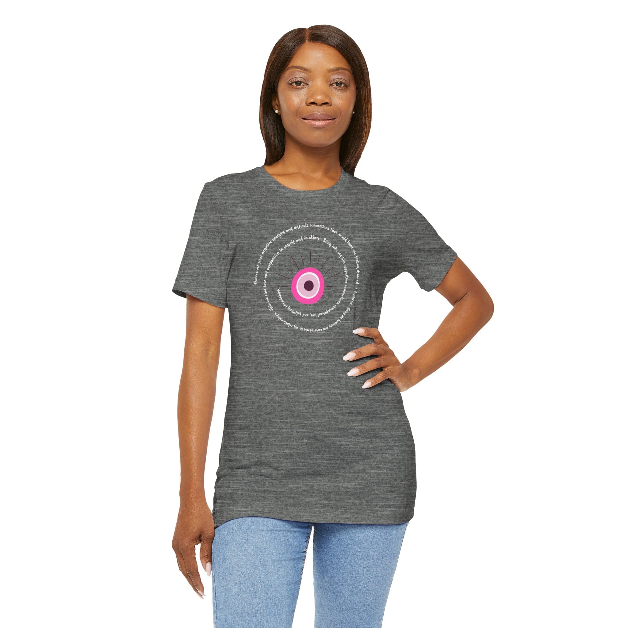 Pink Evil Eye Protection Lightweight T-Shirt - White Text - Image 14