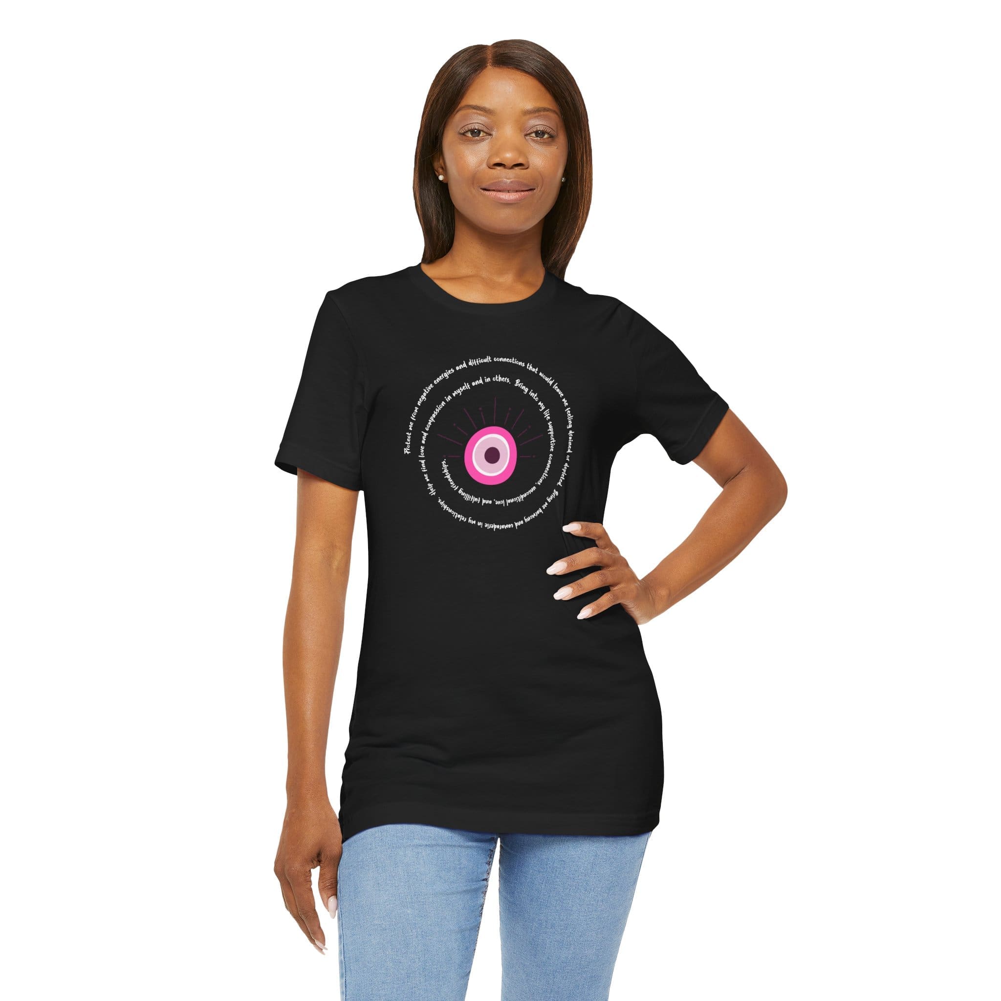 Pink Evil Eye Protection Lightweight T-Shirt - White Text - Image 23