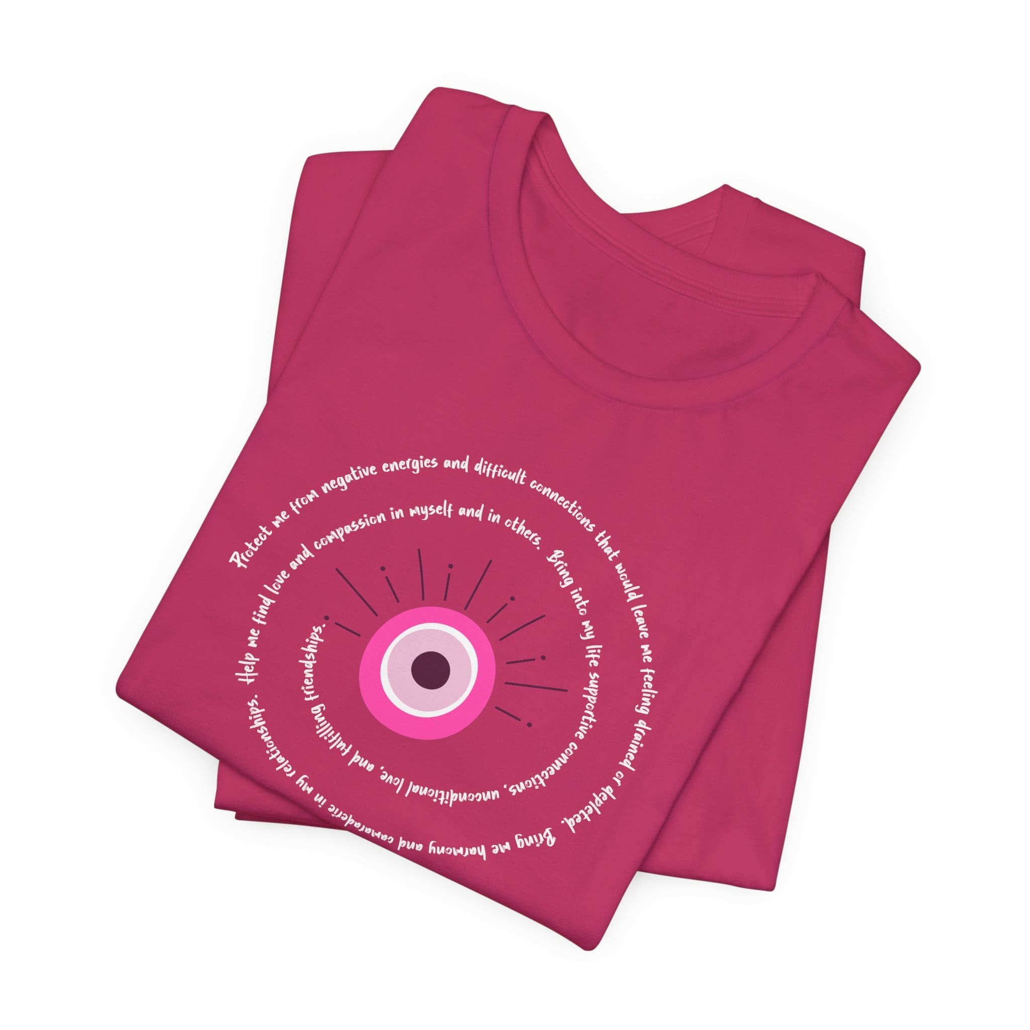 Pink Evil Eye Protection Lightweight T-Shirt - White Text - Image 4