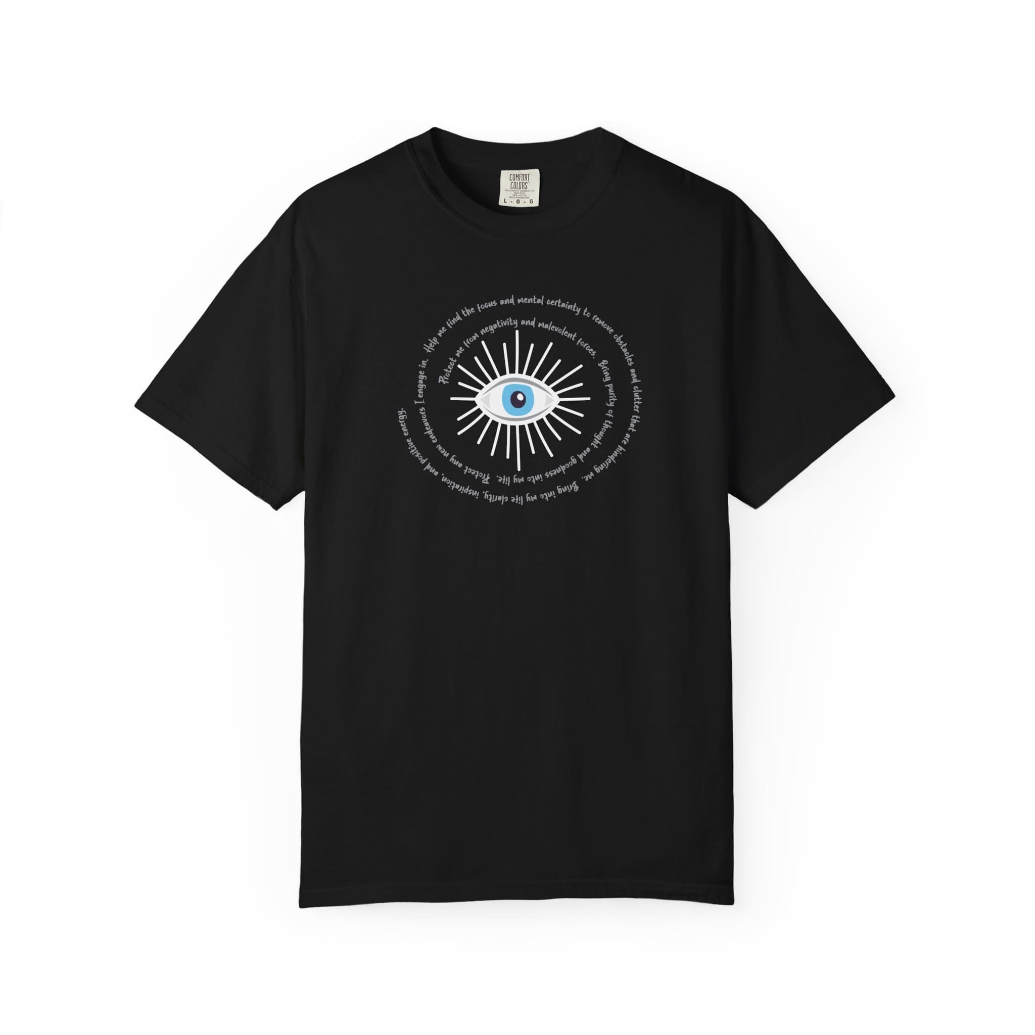White Evil Eye Protection Heavyweight T-Shirt - Grey Text - Image 20