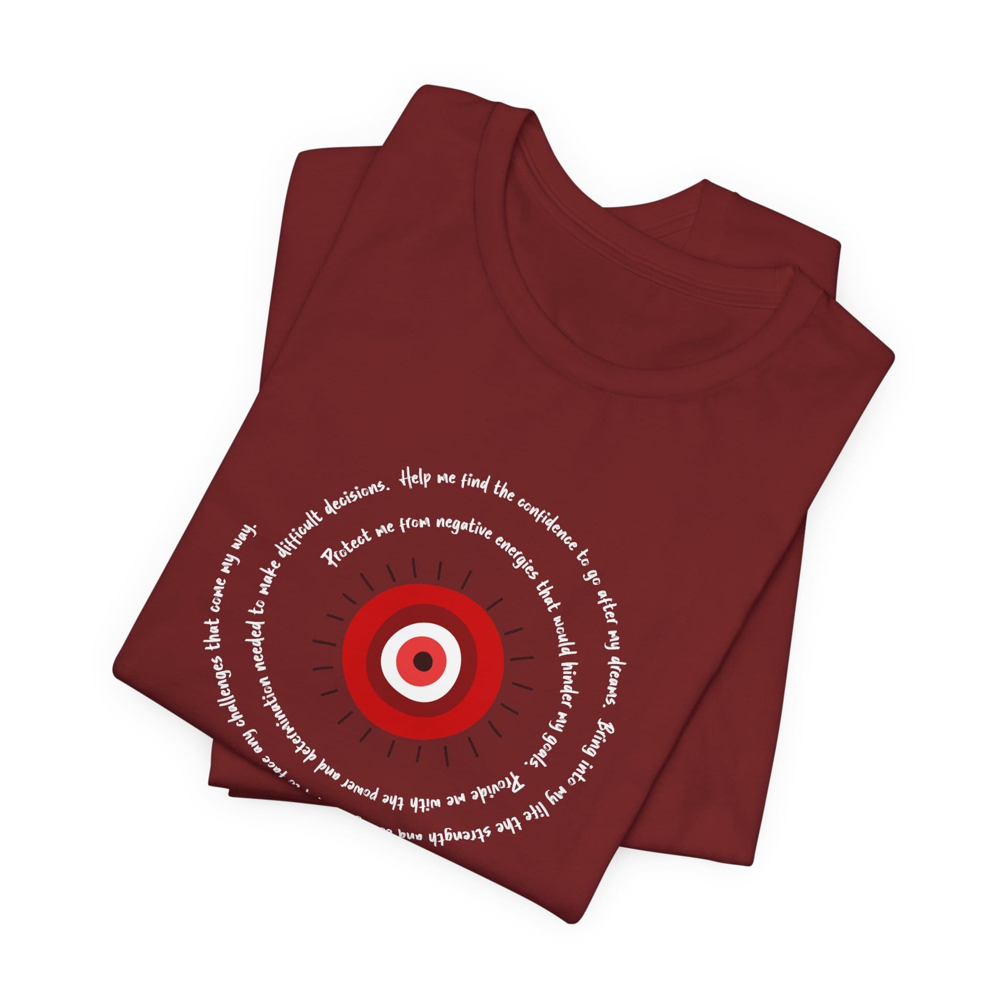 Red Evil Eye Protection Lightweight T-Shirt - White Text - Image 20