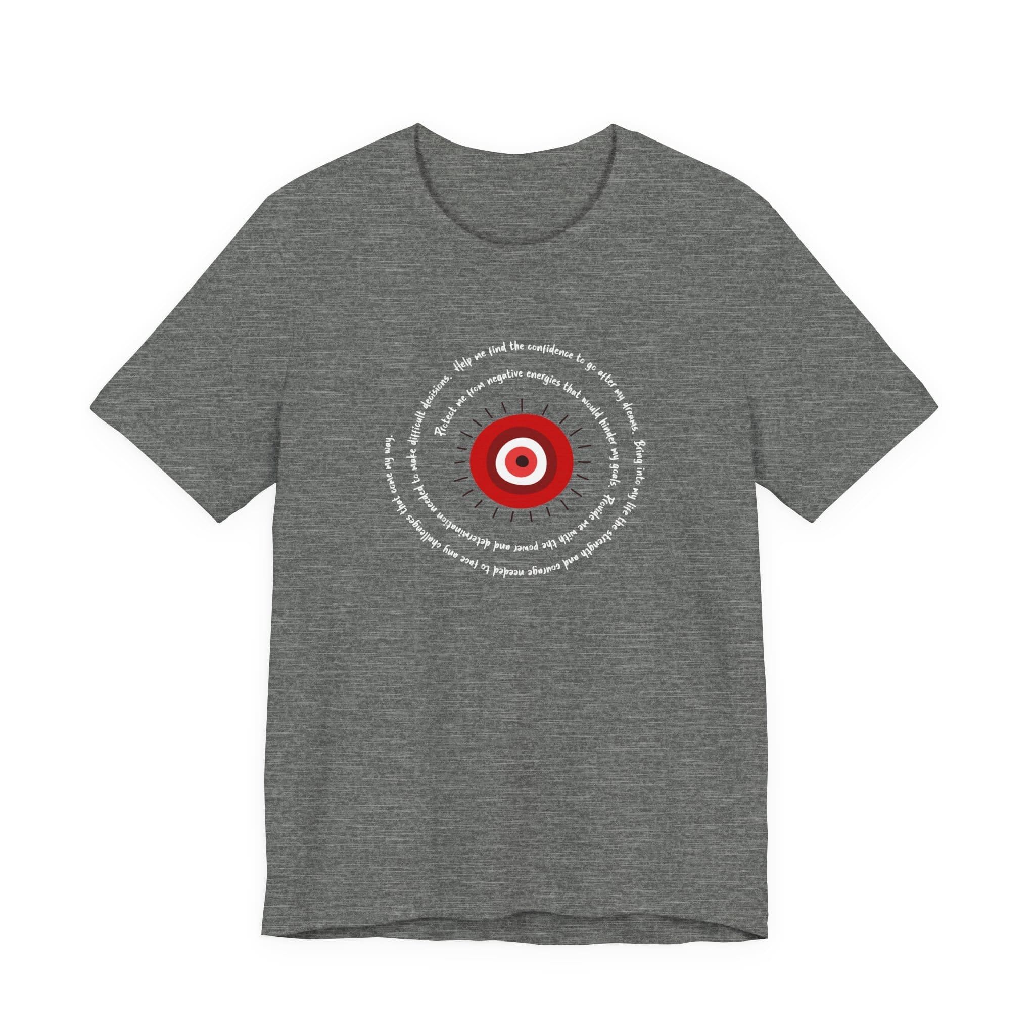 Red Evil Eye Protection Lightweight T-Shirt - White Text - Image 3