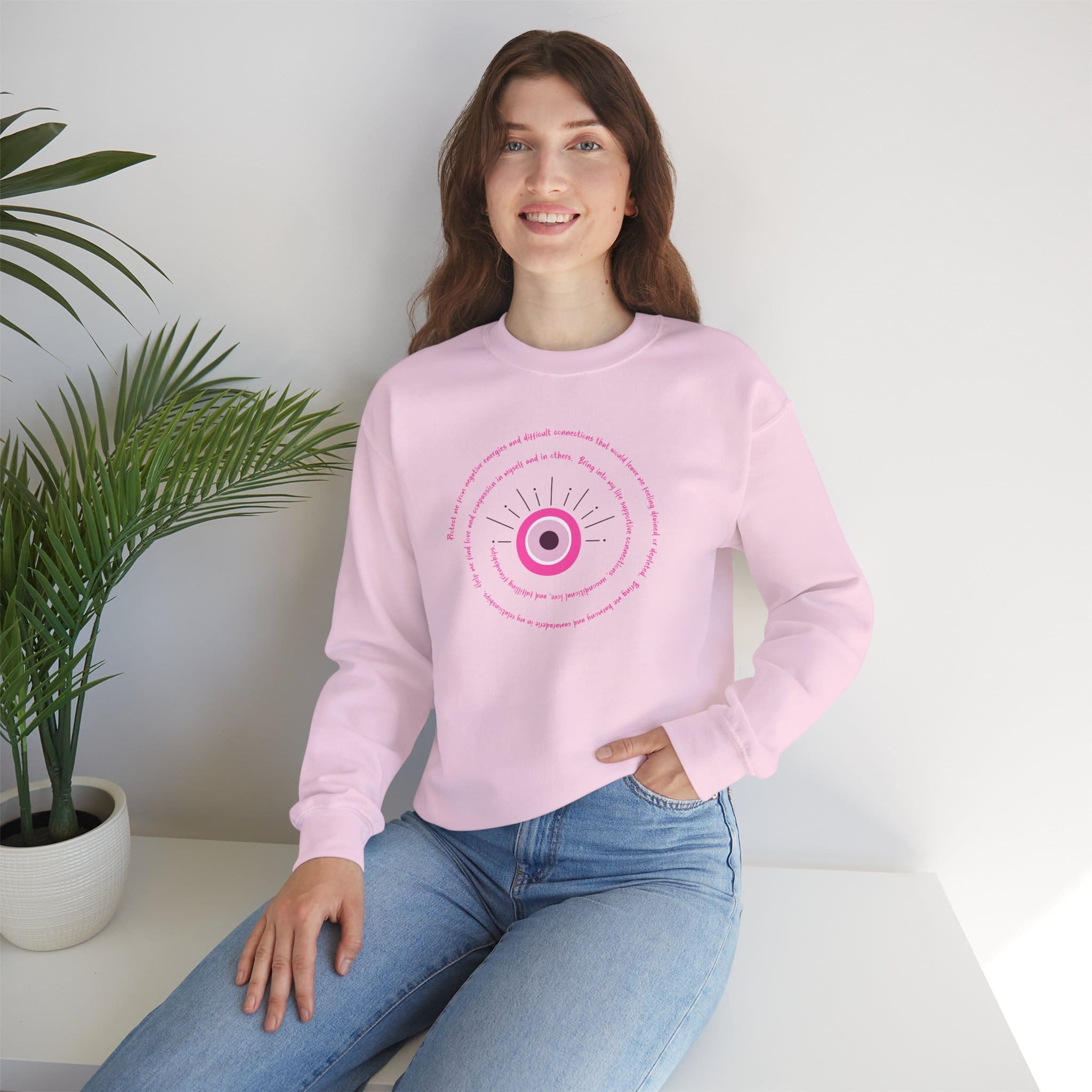 Pink Evil Eye Protection Crewneck Sweatshirt - Image 23