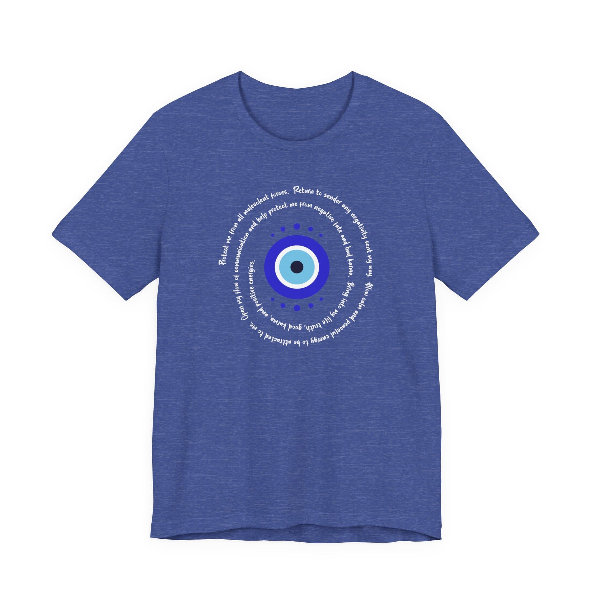 Dark Blue Evil Eye Protection Lightweight T-Shirt - White Text - Image 7