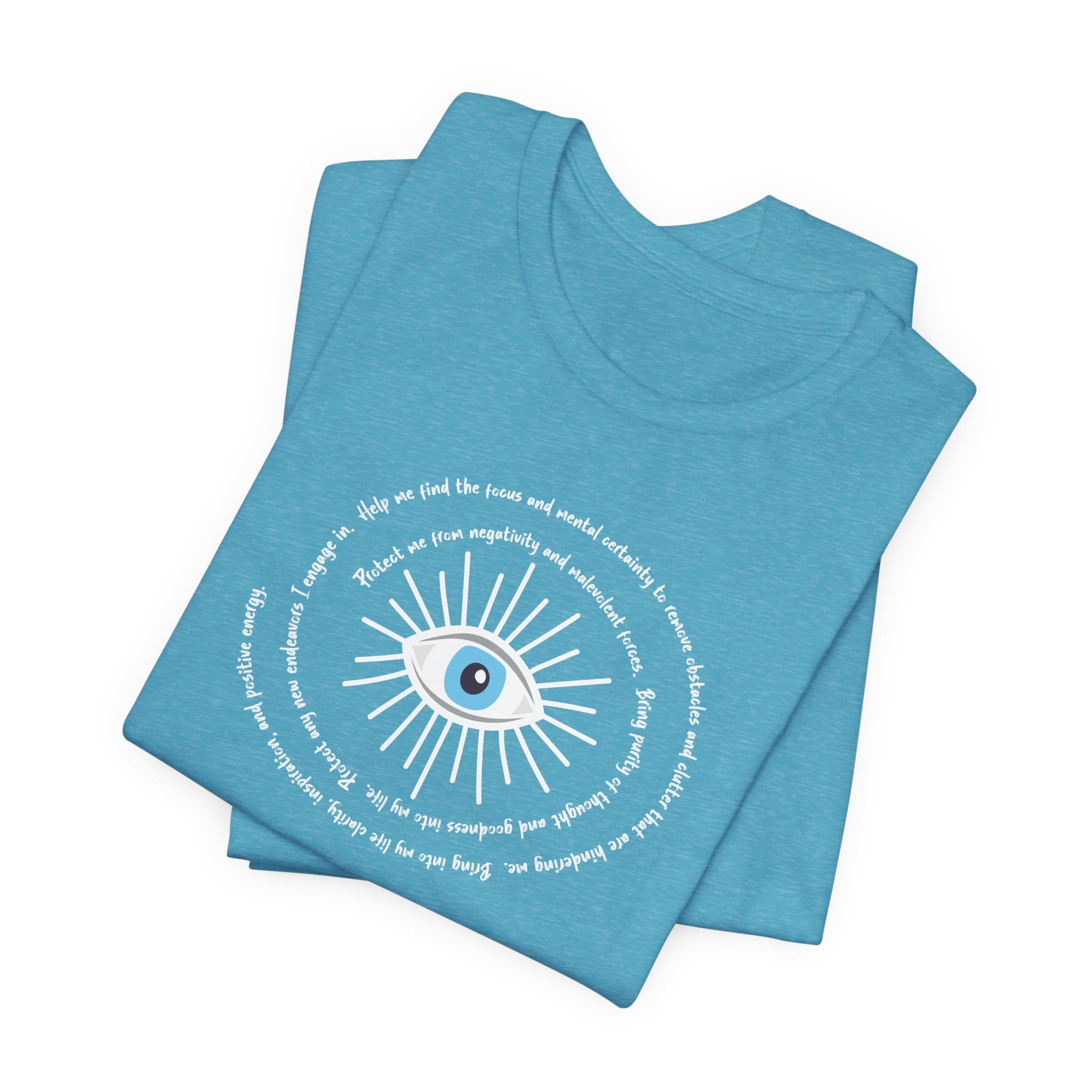 White Evil Eye Protection Lightweight T-Shirt - White Text - Image 4