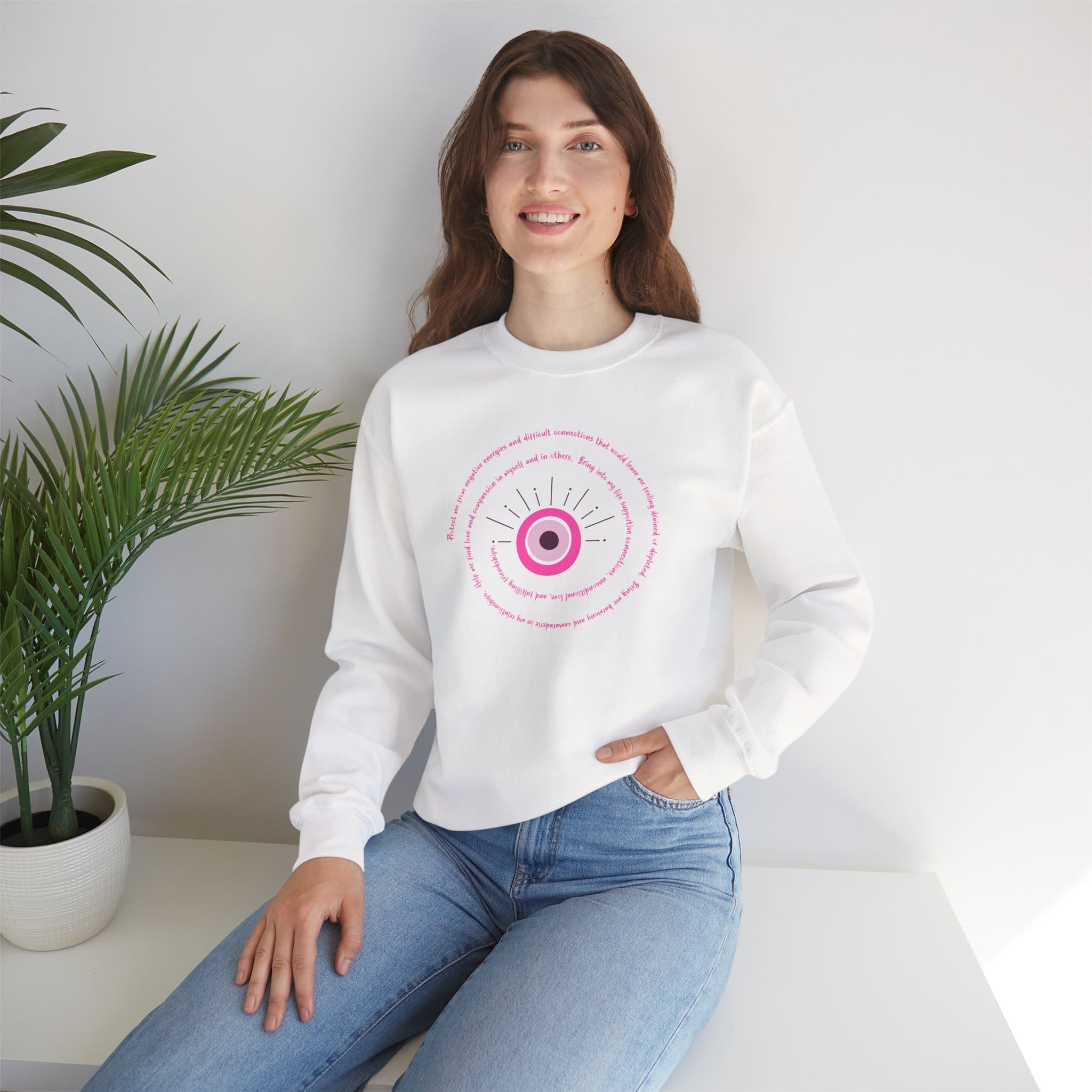 Pink Evil Eye Protection Crewneck Sweatshirt - Image 18