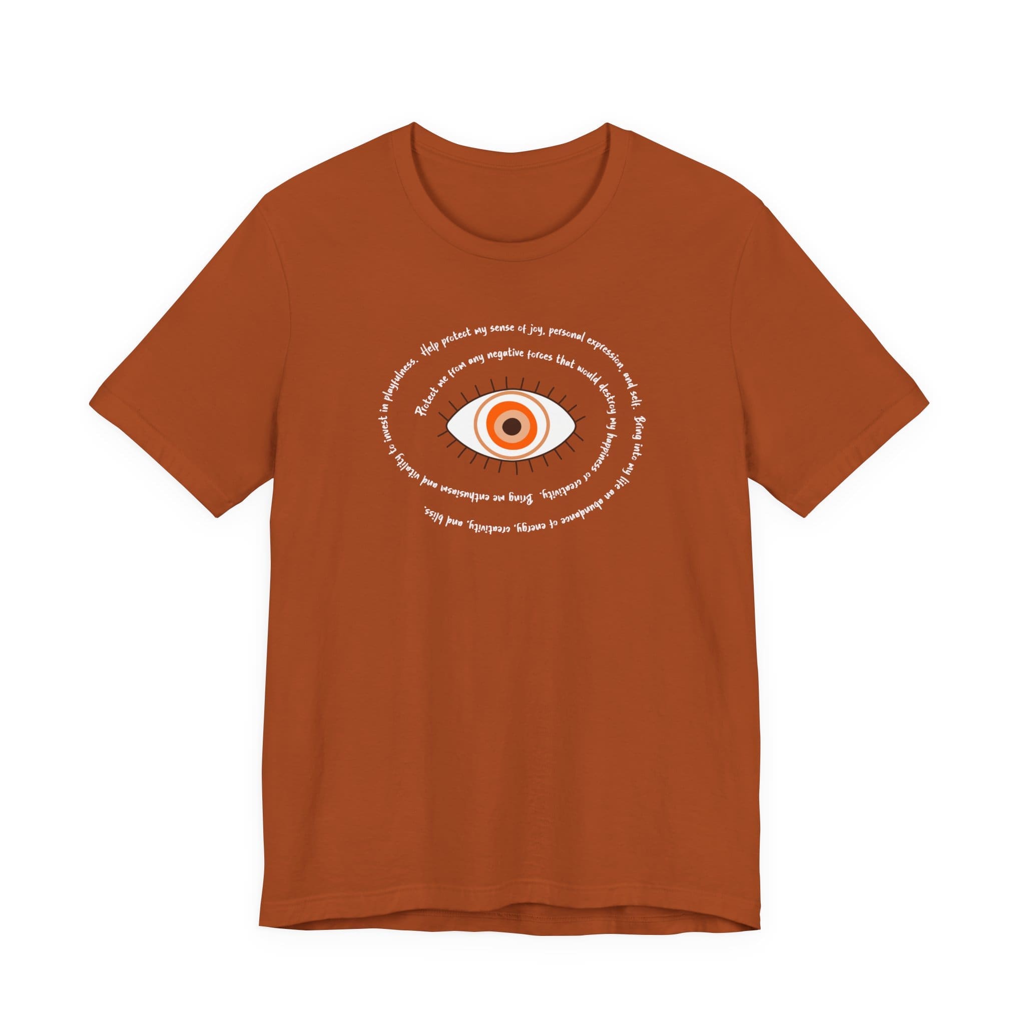 Orange Evil Eye Protection Lightweight T-Shirt - White Text - Image 7