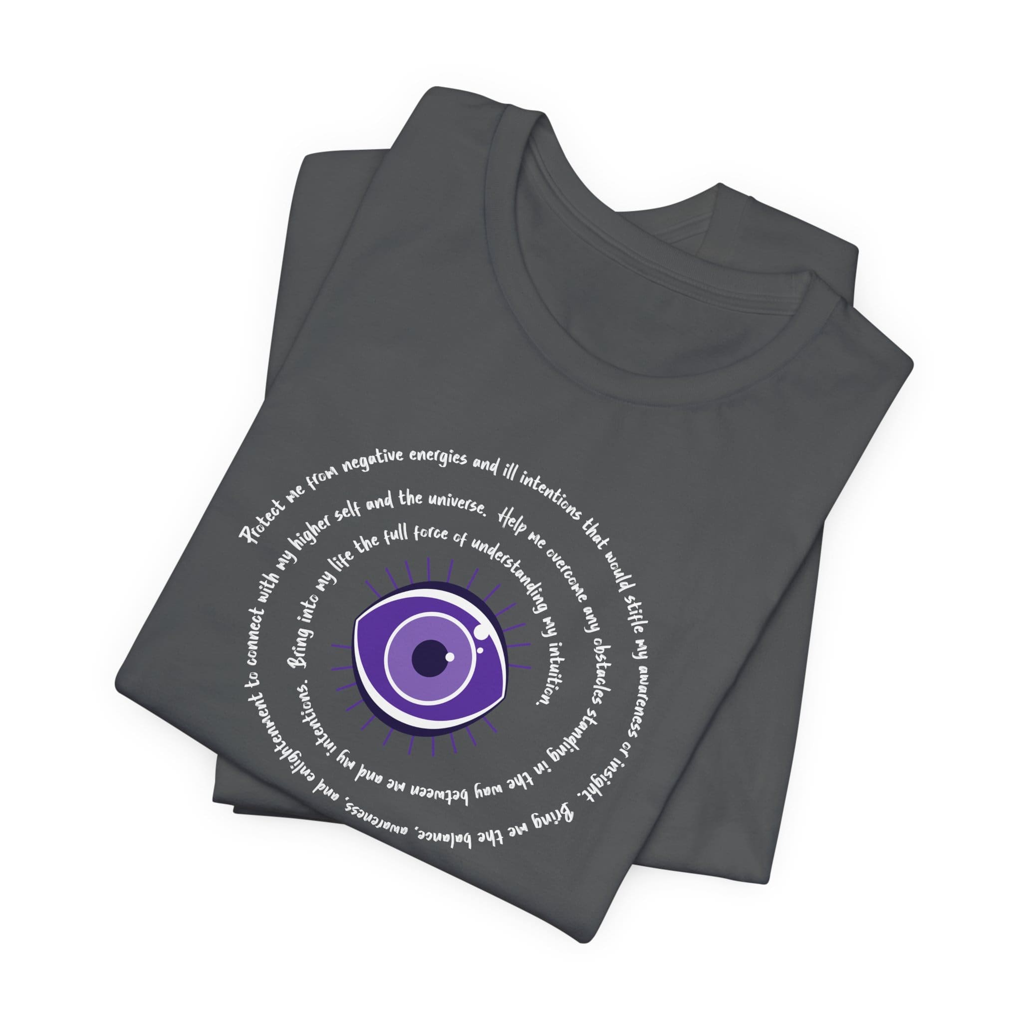 Purple Evil Eye Protection Lightweight T-Shirt - White Text - Image 16